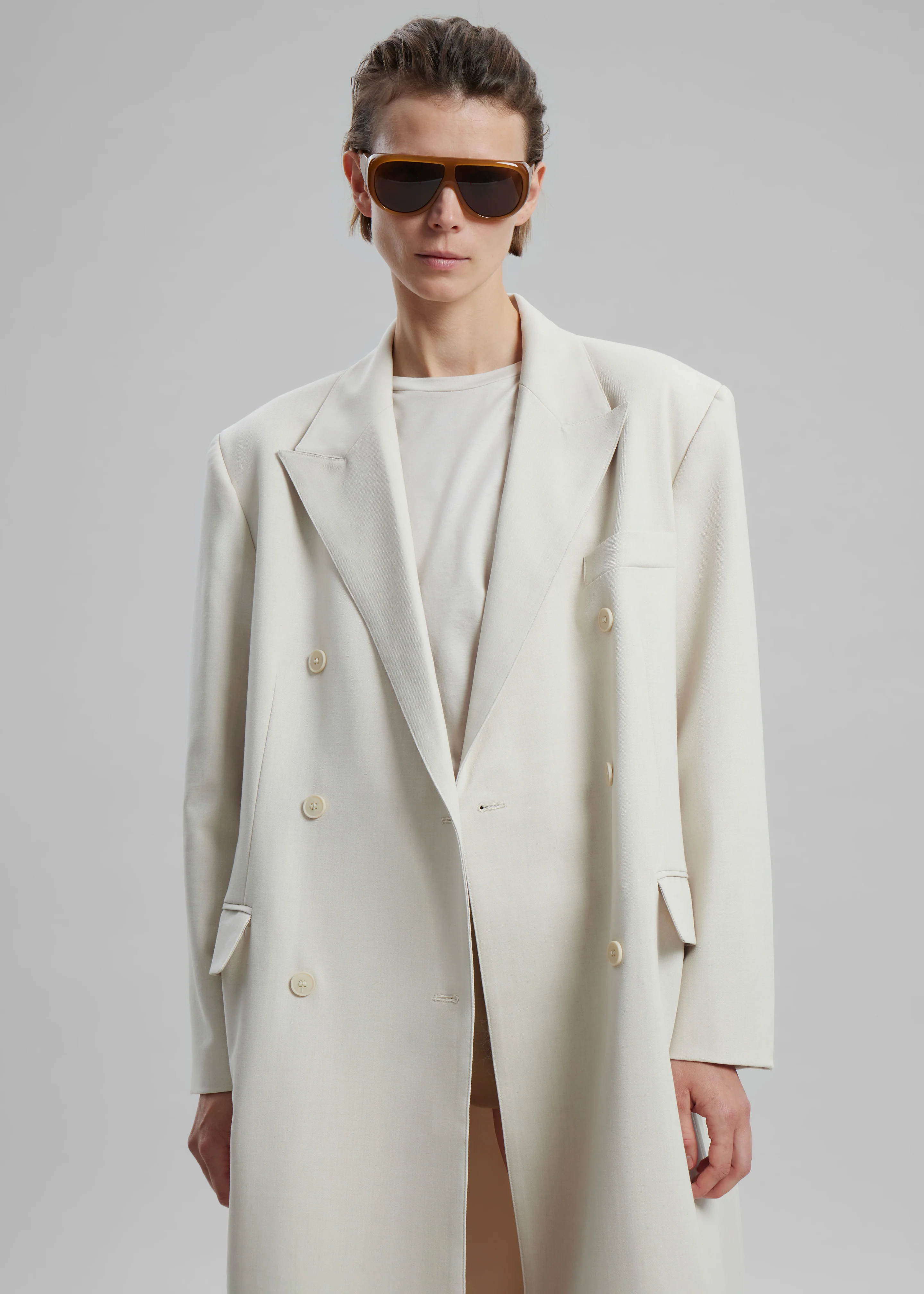 Dex Double Breasted Coat - Beige - Image 6