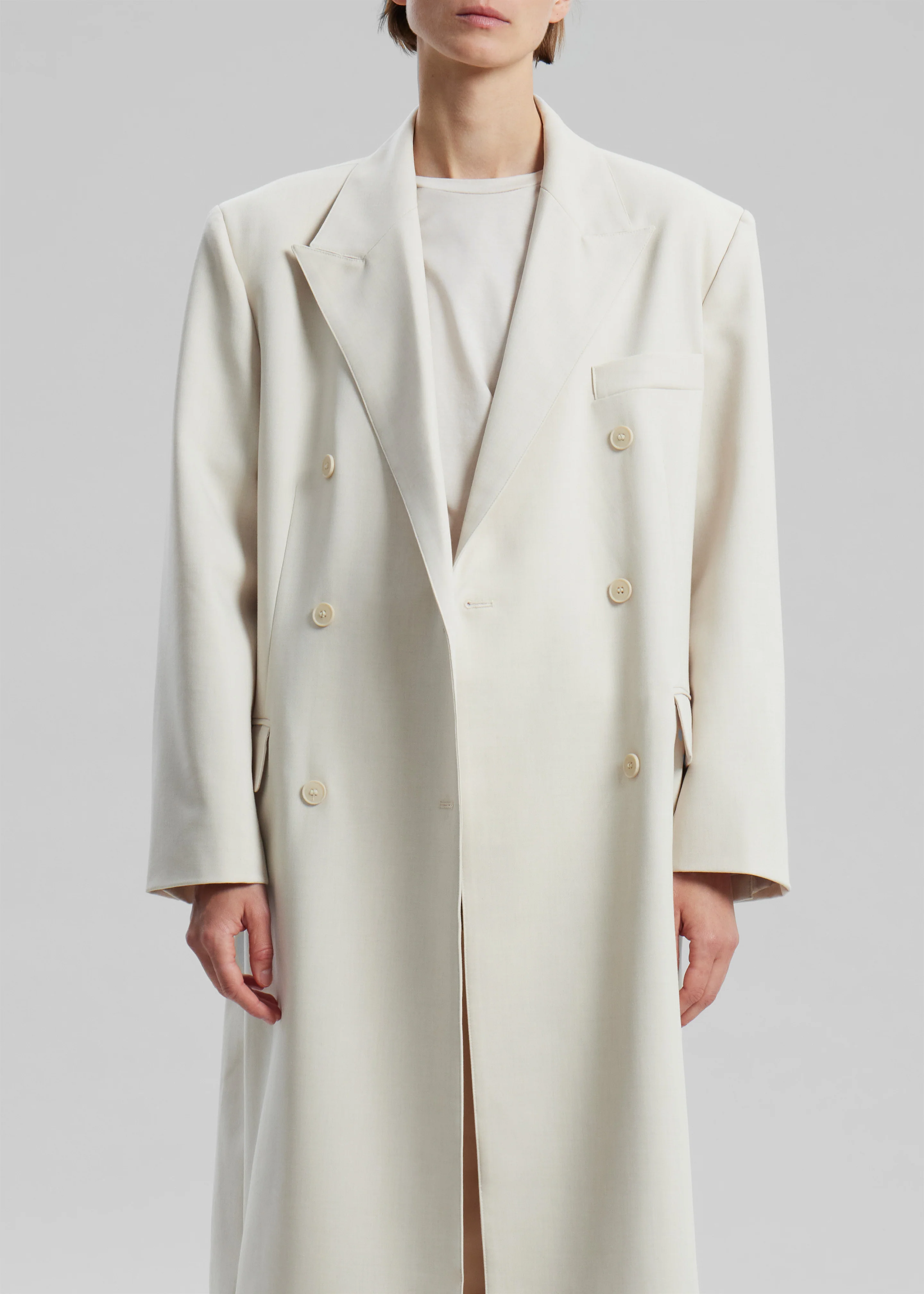 Dex Double Breasted Coat - Beige - Image 7