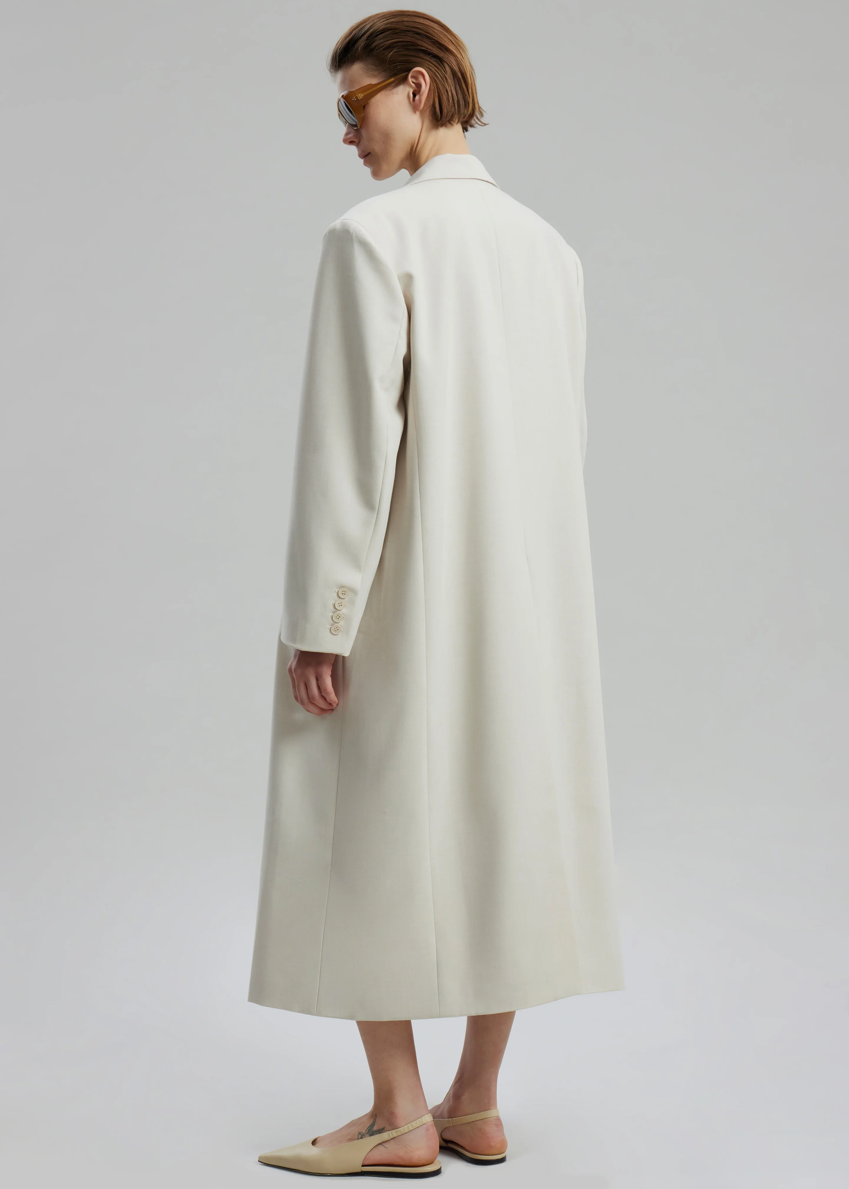 Dex Double Breasted Coat - Beige - Image 8