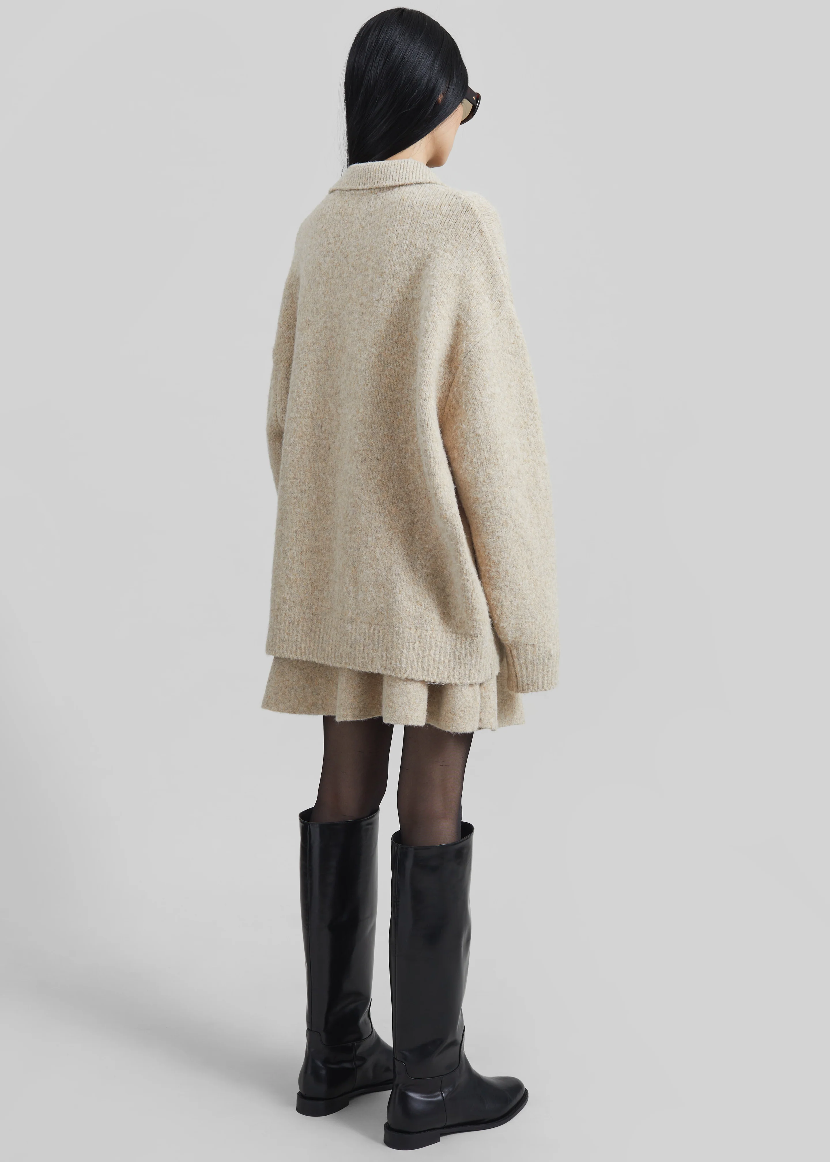 Dienne Knit Mini Skirt - Beige - Image 9