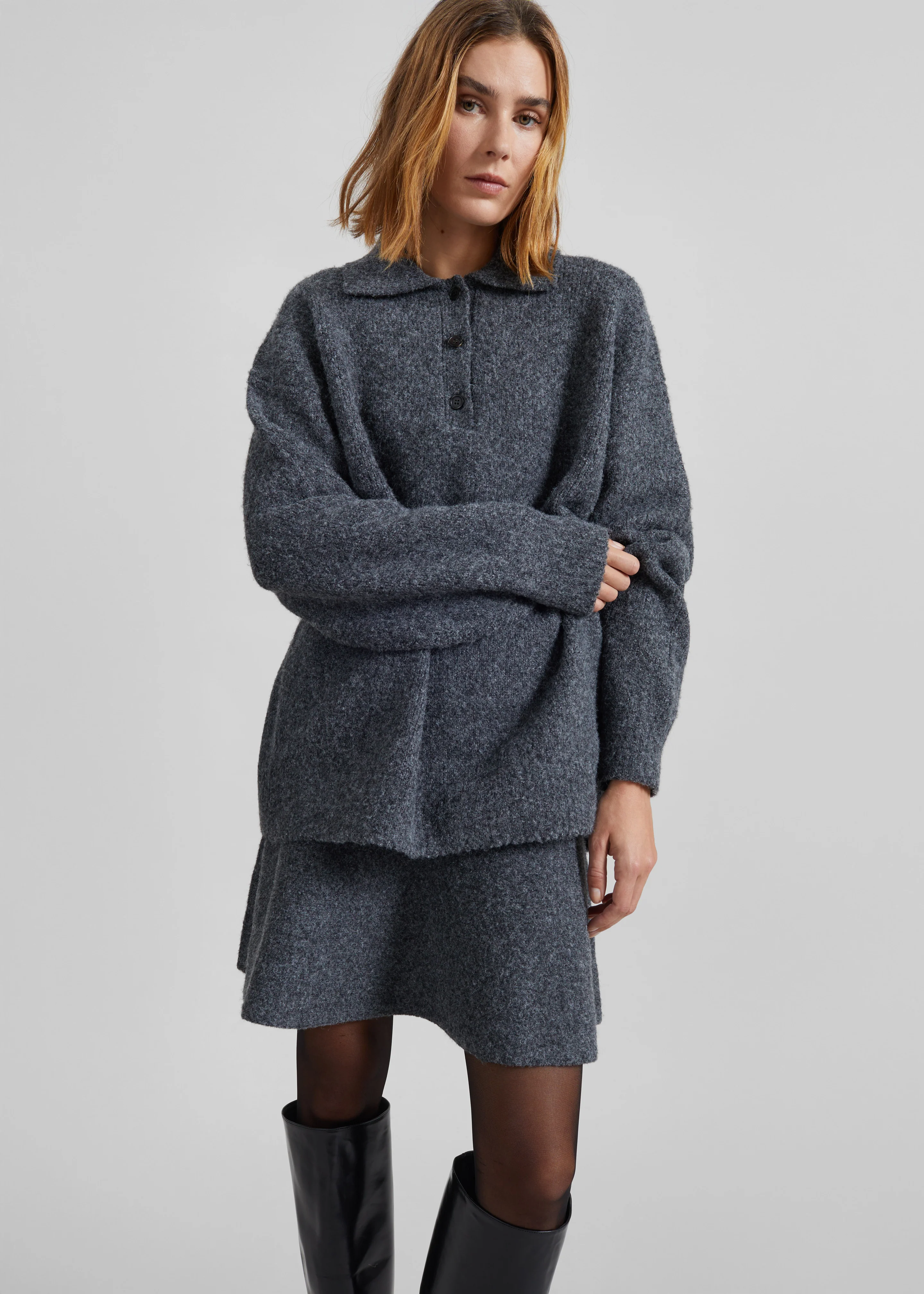 Dienne Knit Mini Skirt - Grey - Image 2