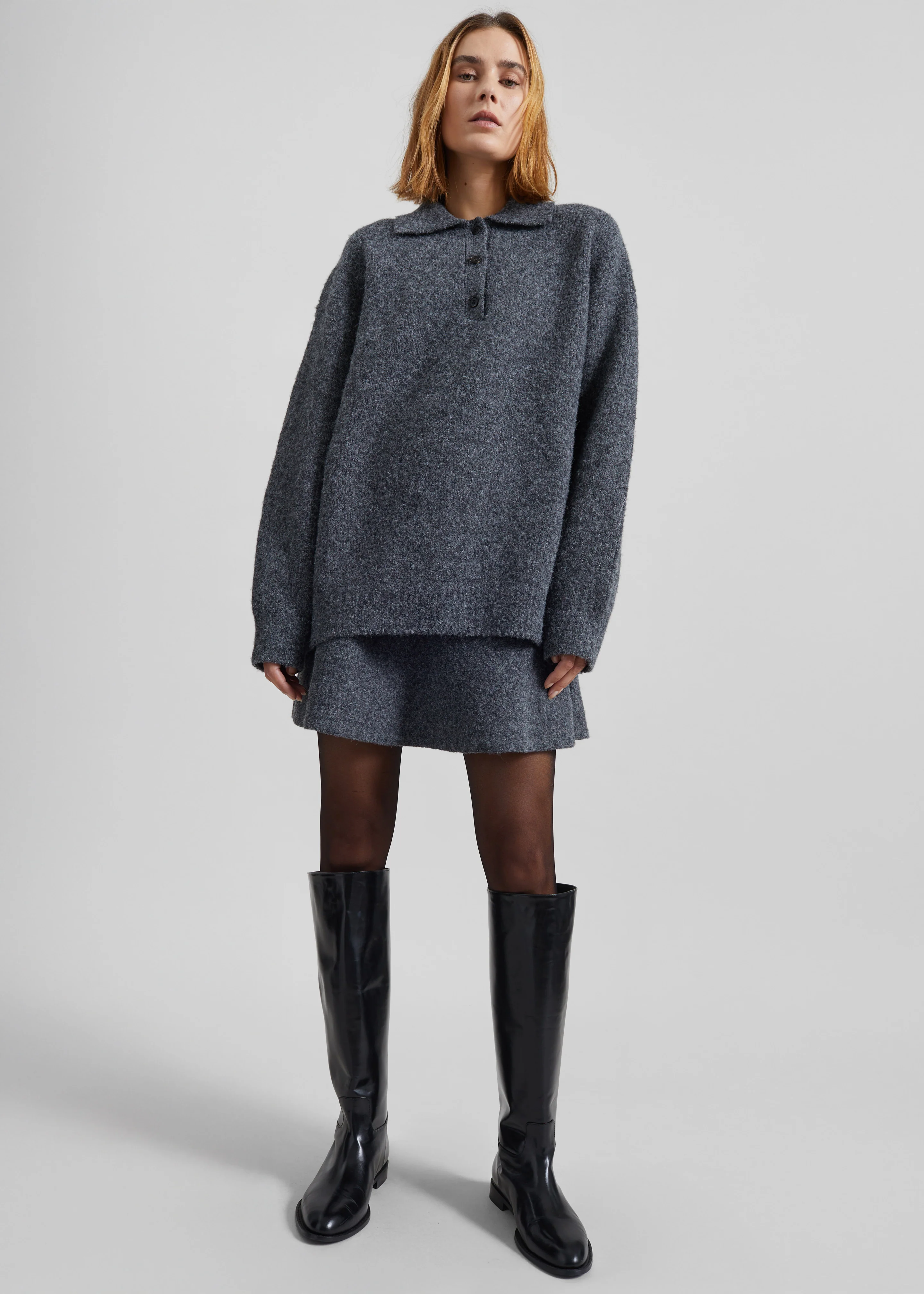 Dienne Knit Mini Skirt - Grey - Image 4