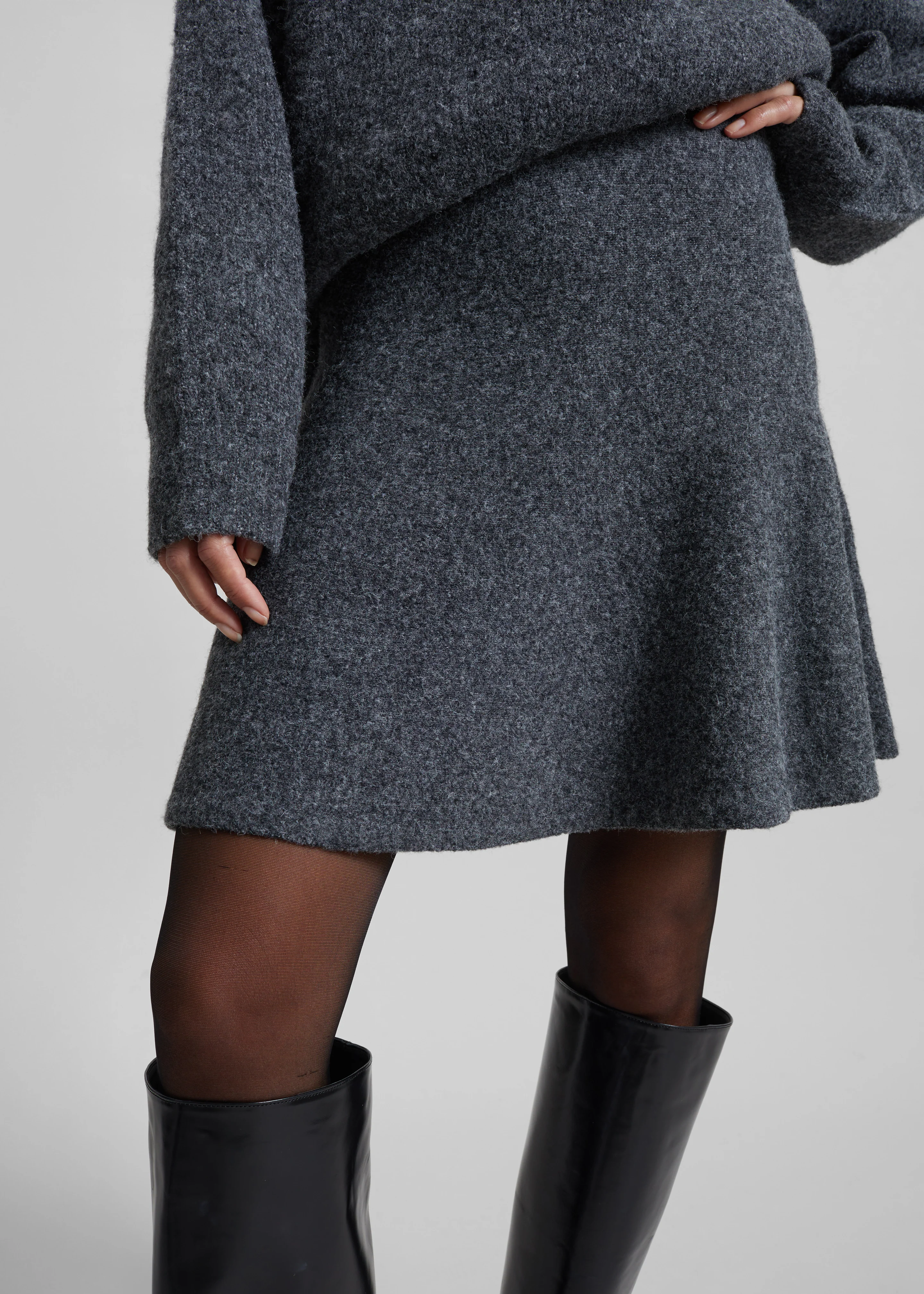 Dienne Knit Mini Skirt - Grey - Image 5
