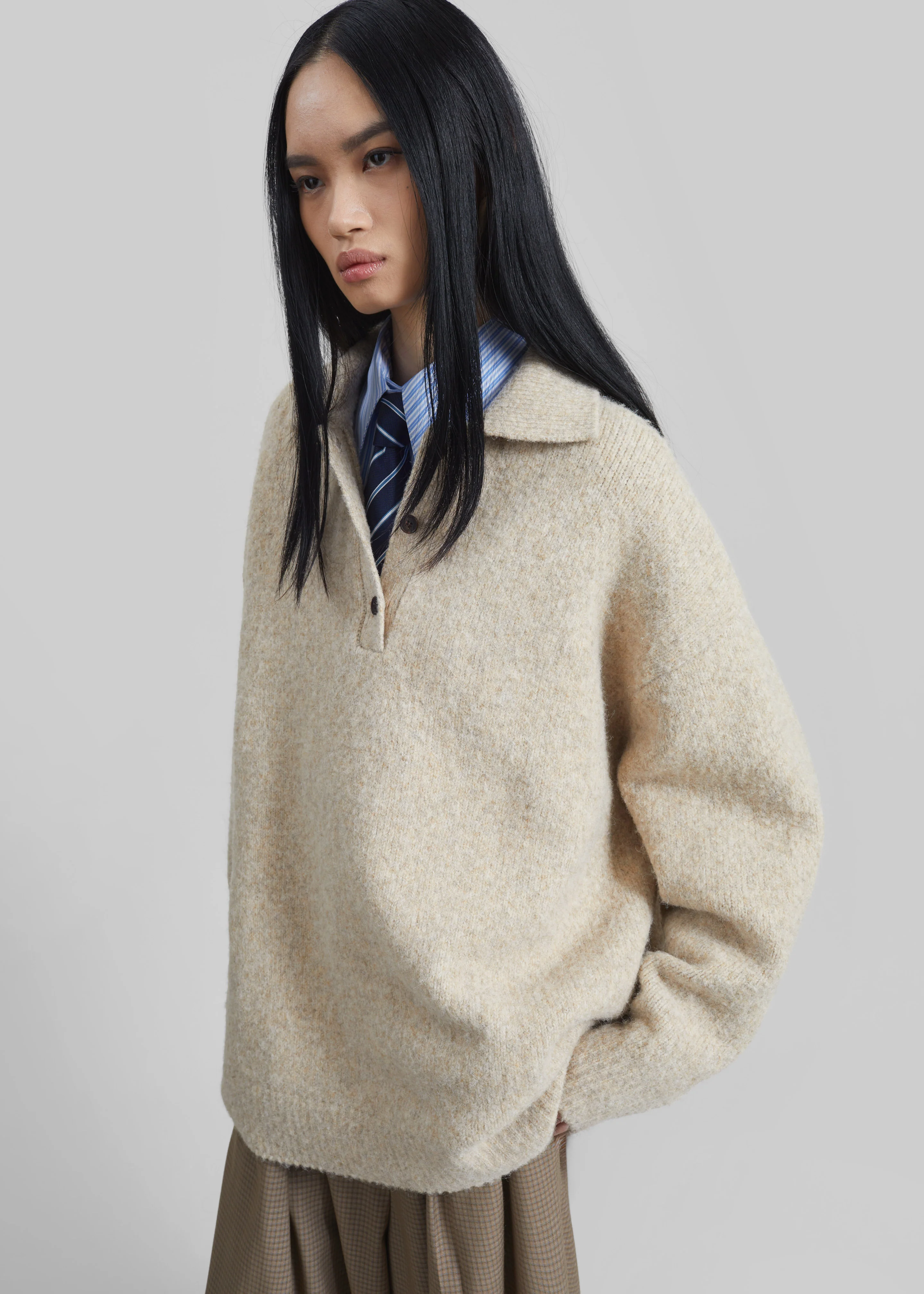 Dienne Polo Sweater - Beige - Image 4