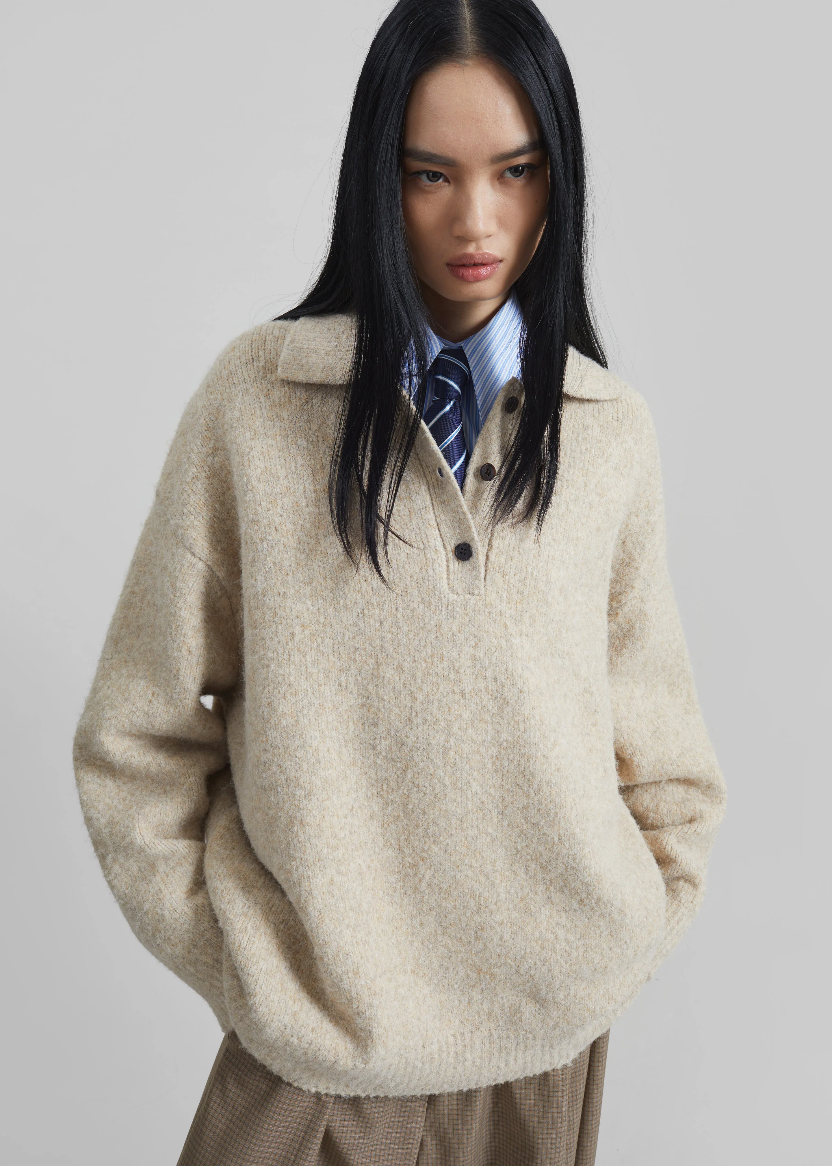 Dienne Polo Sweater - Beige - Image 7