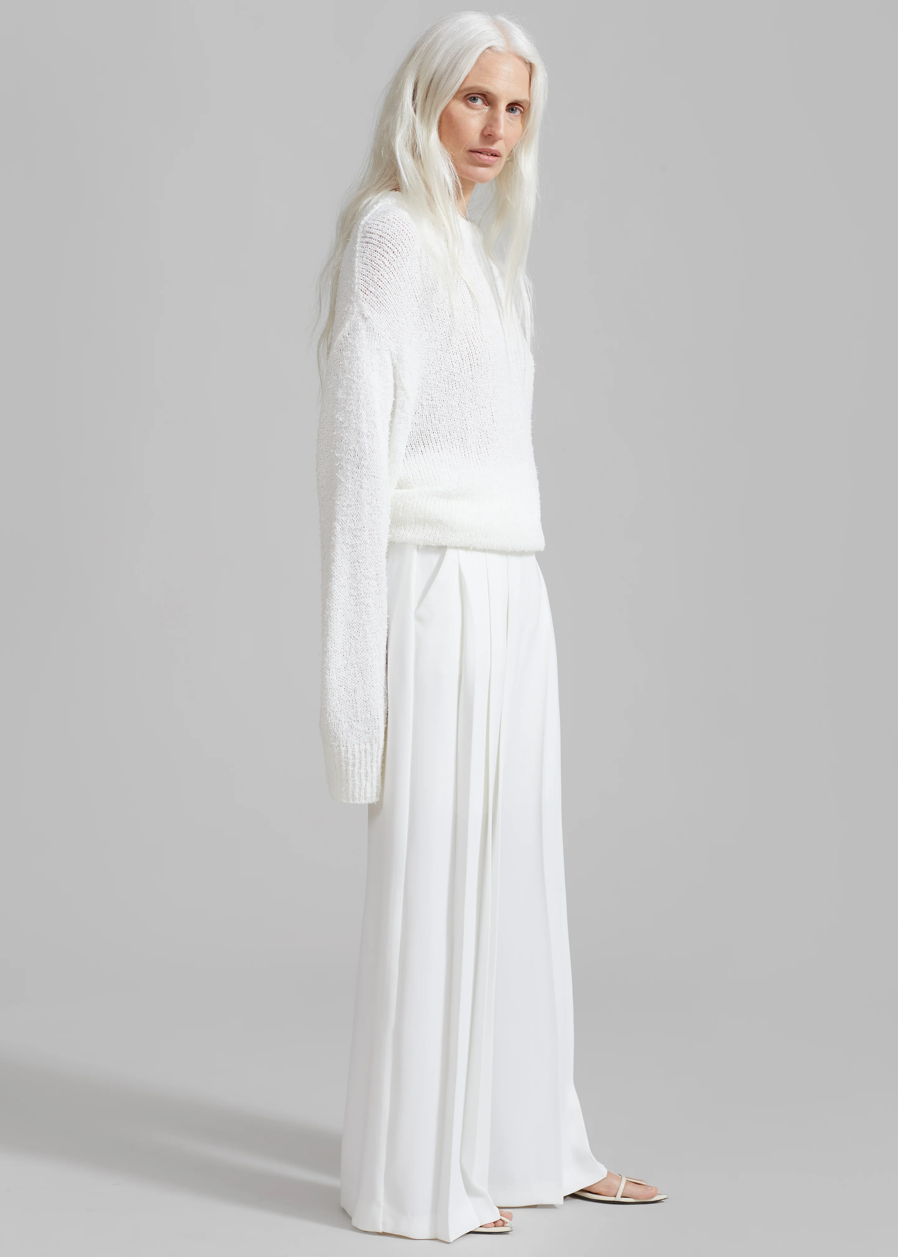 Dillon Pleated Pants - White - Image 2