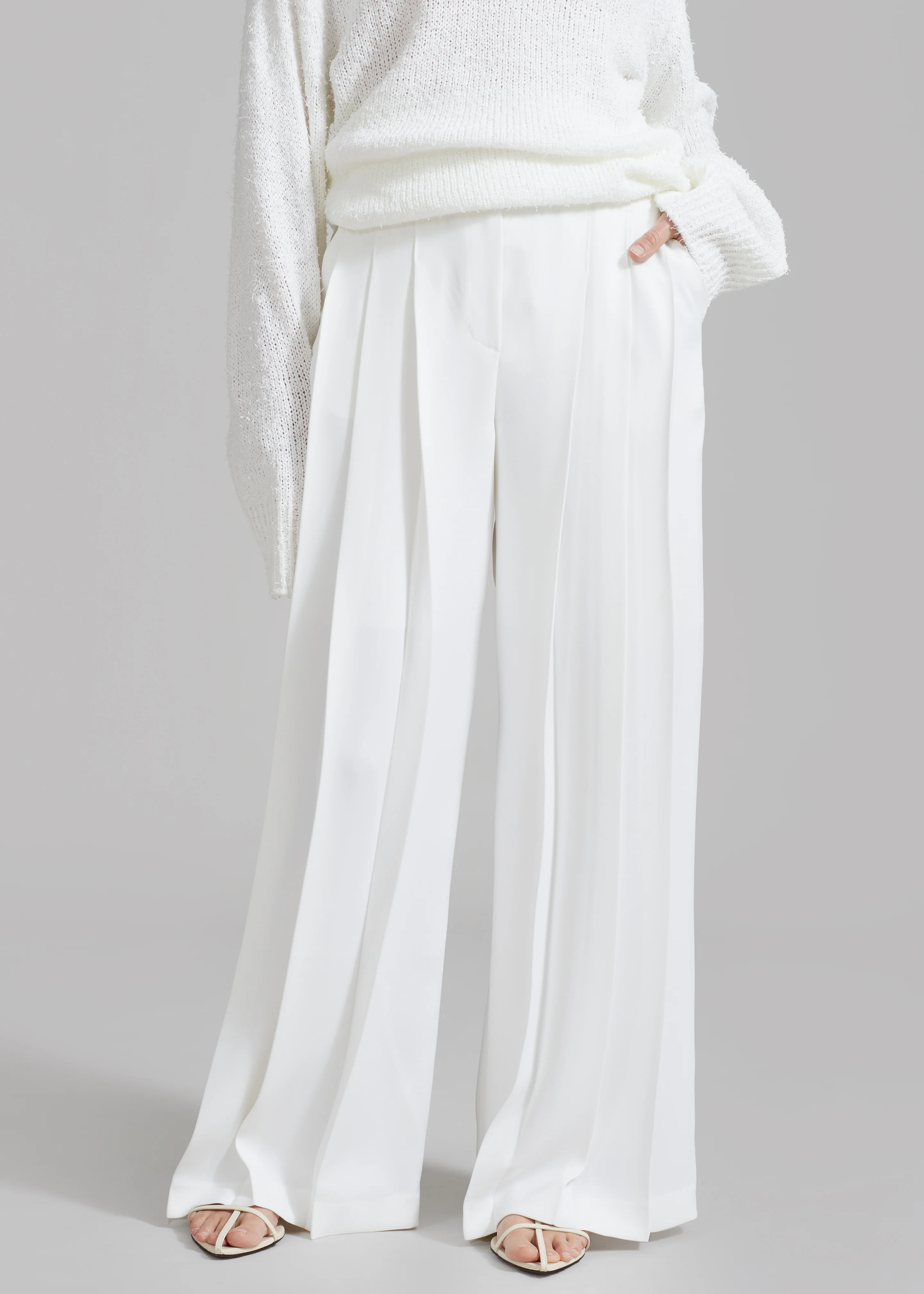 Dillon Pleated Pants - White - Image 5