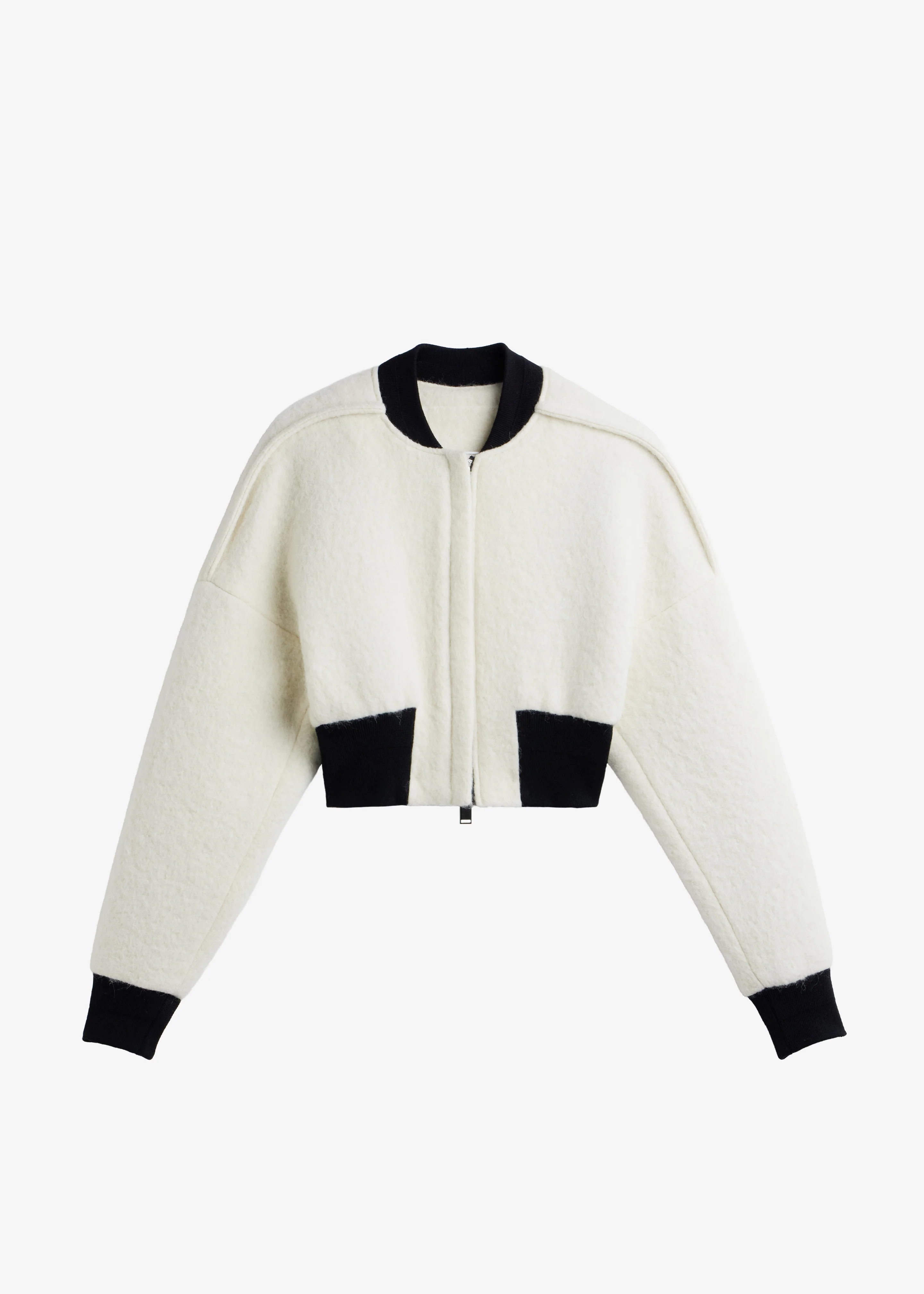 Dimaro Wool Cropped Bomber Jacket - Ivory - Image 12