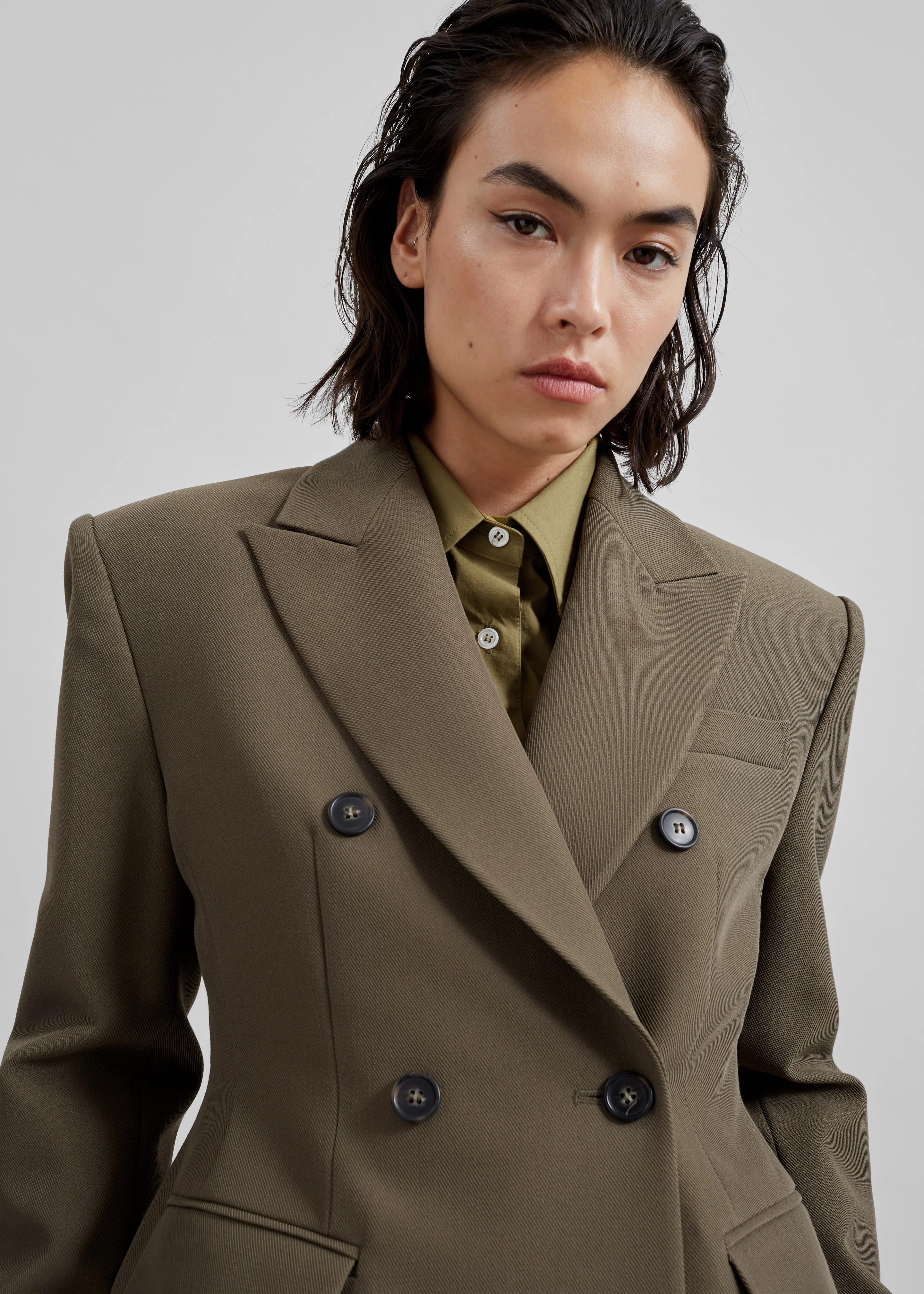 Dina Double Breasted Blazer - Khaki - Image 5