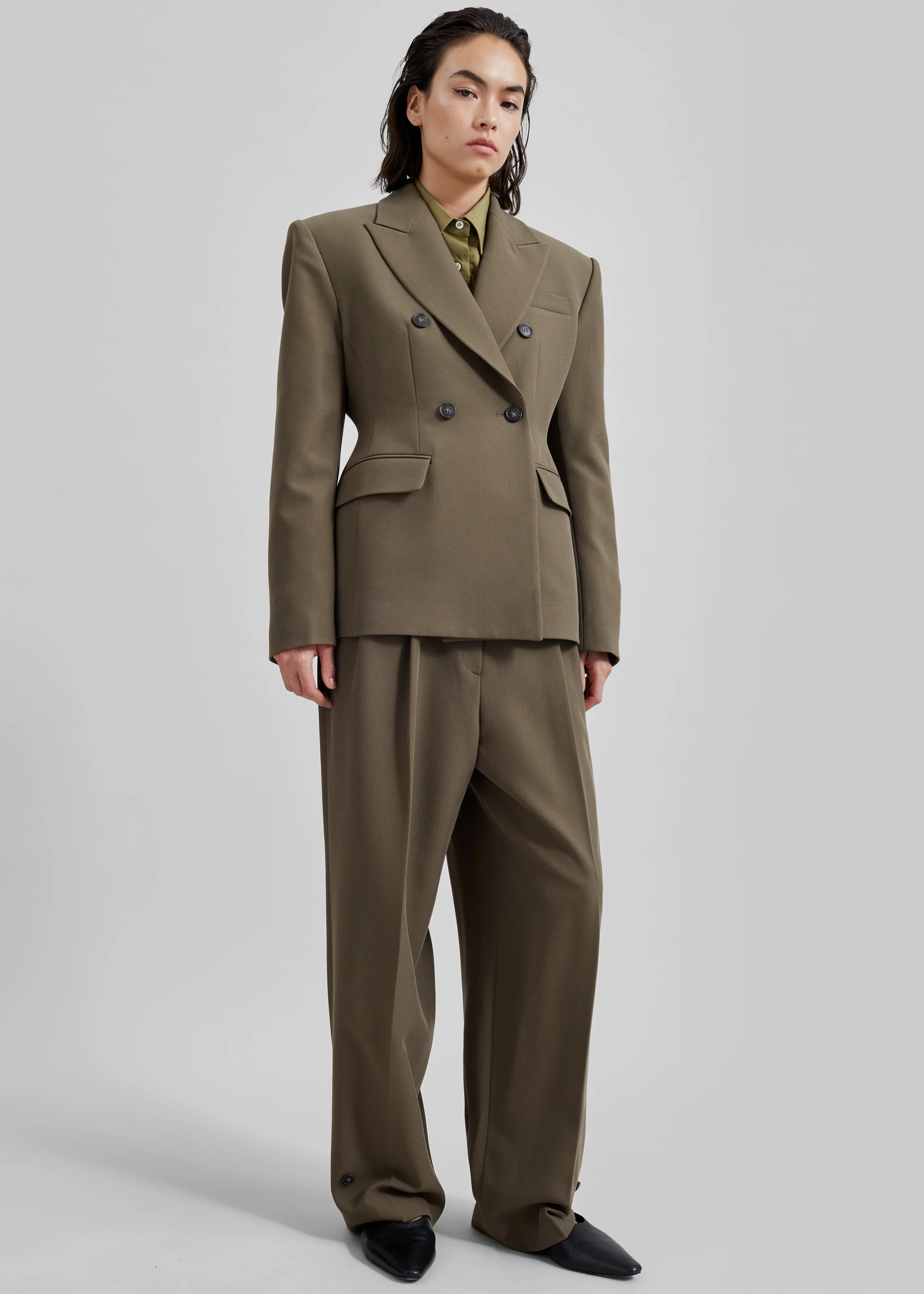 Dina Double Breasted Blazer - Khaki - Image 9