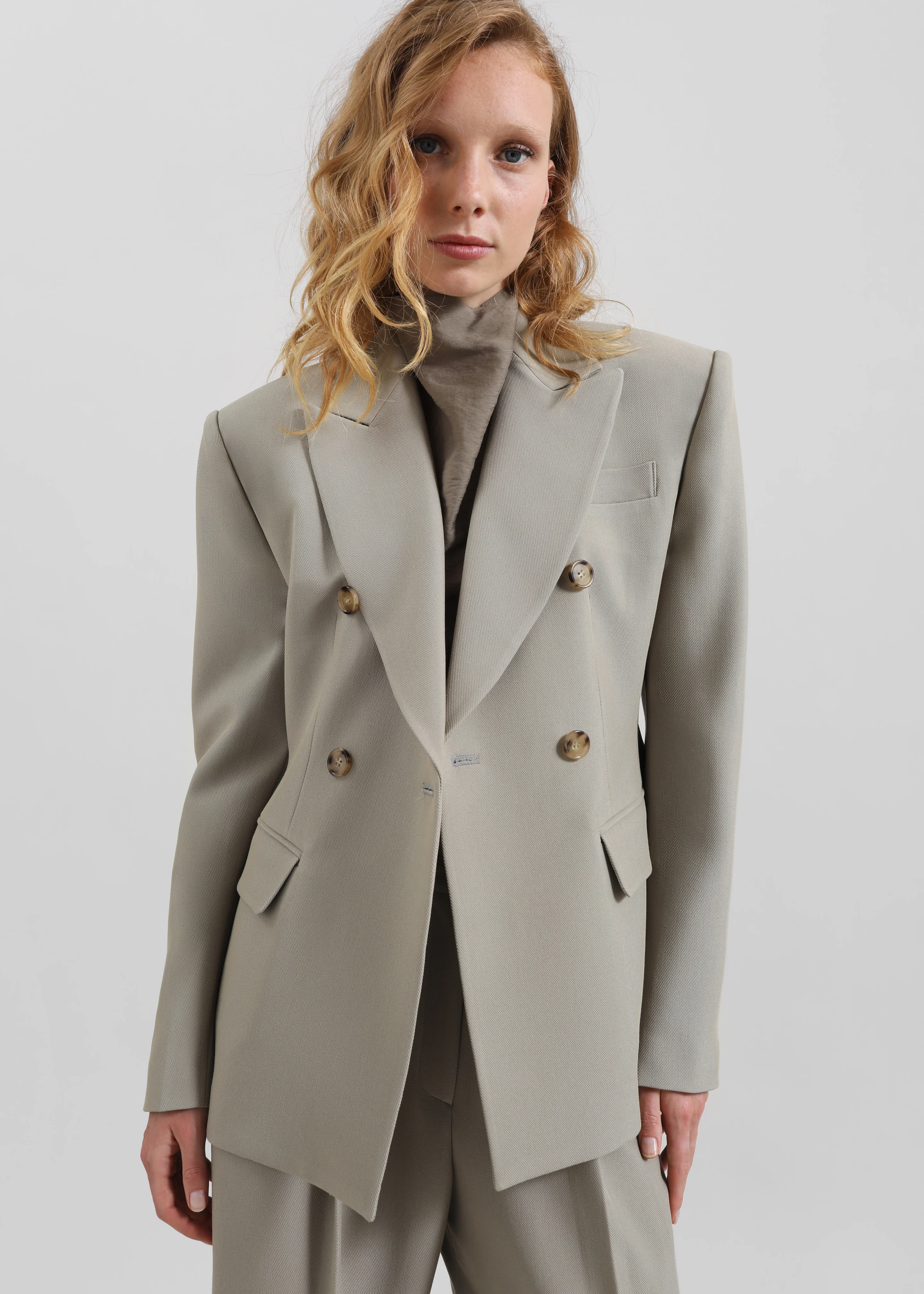 Dina Double Breasted Blazer - Light Taupe - Image 4