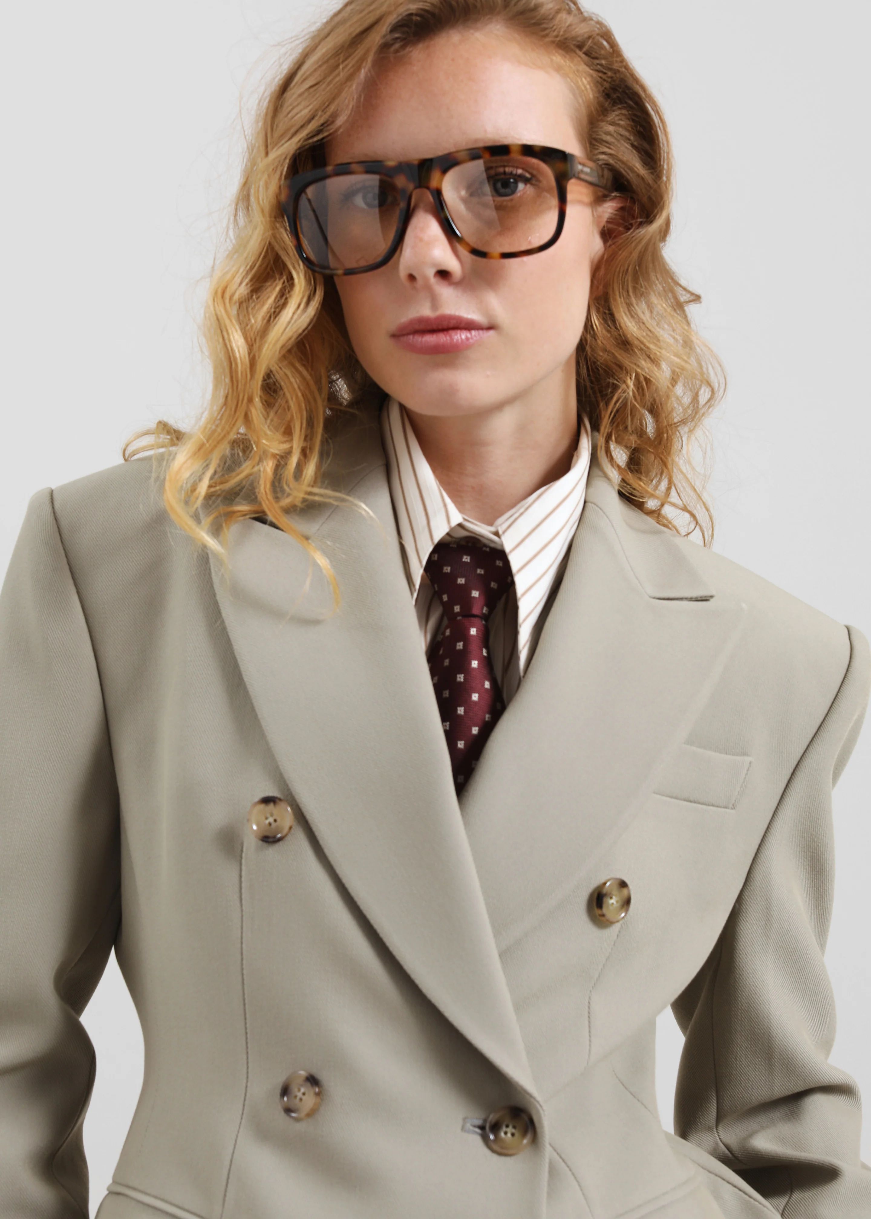 Dina Double Breasted Blazer - Light Taupe - Image 5