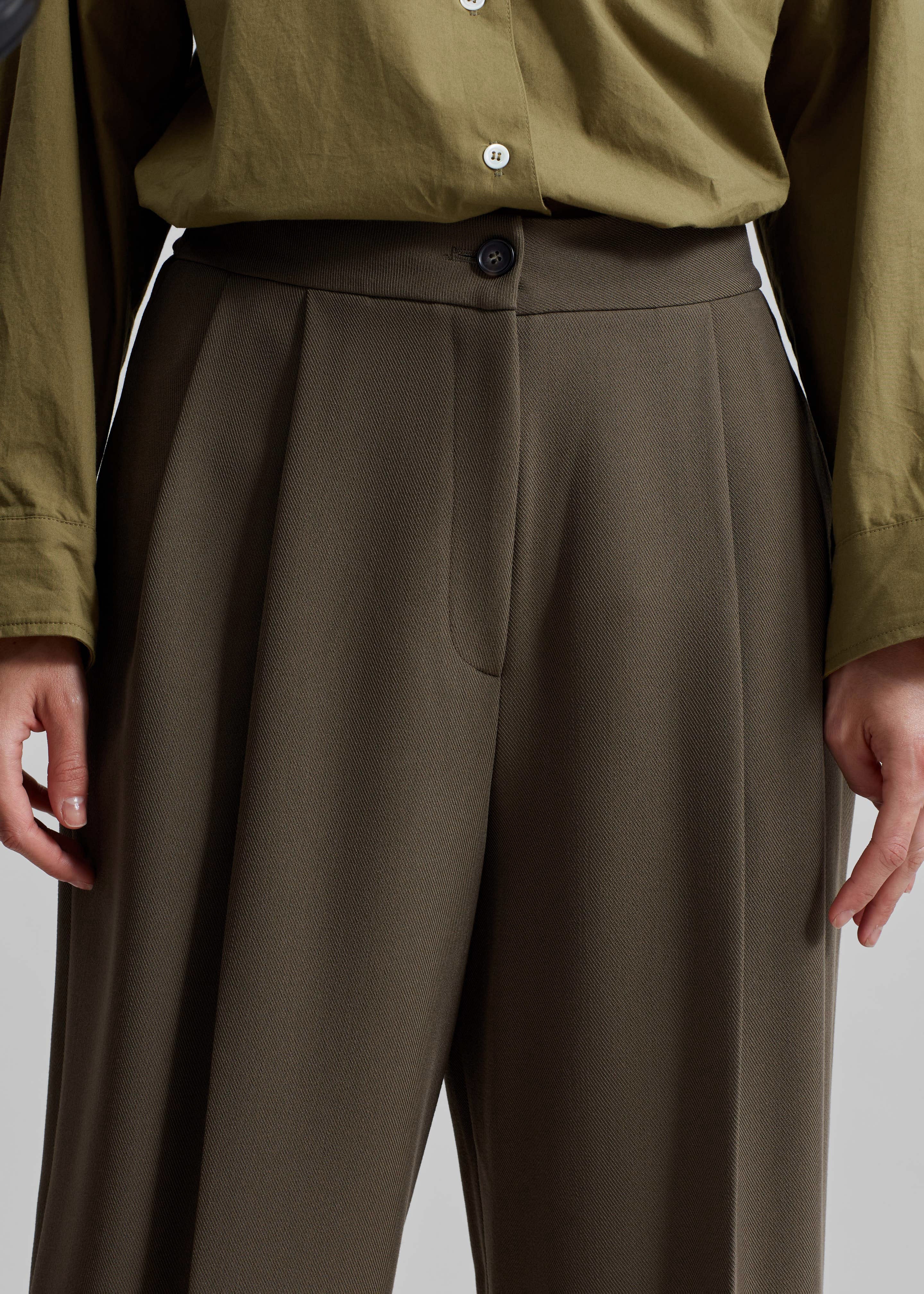 Dina Pleated Trousers - Khaki - Image 3