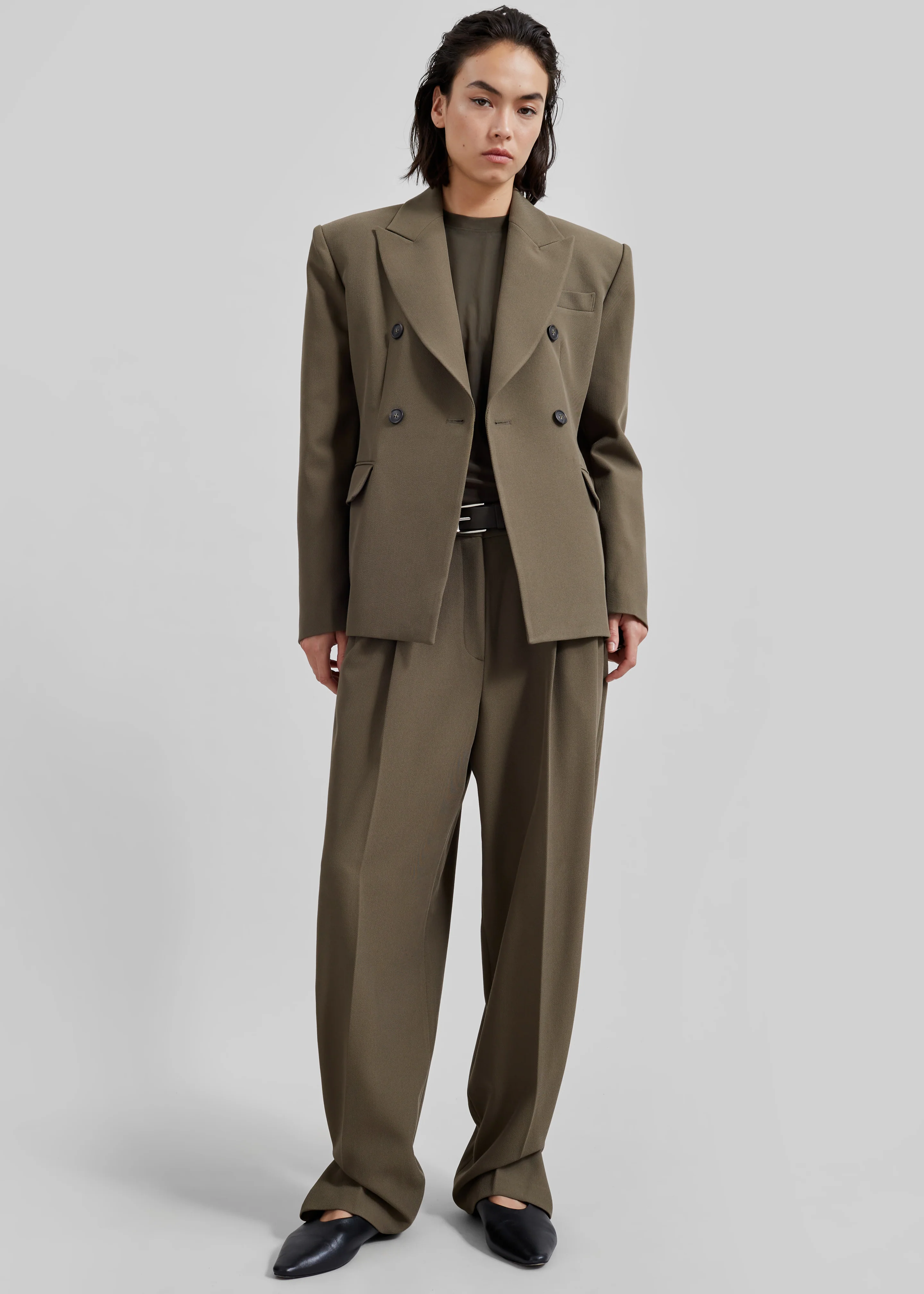 Dina Pleated Trousers - Khaki - Image 4