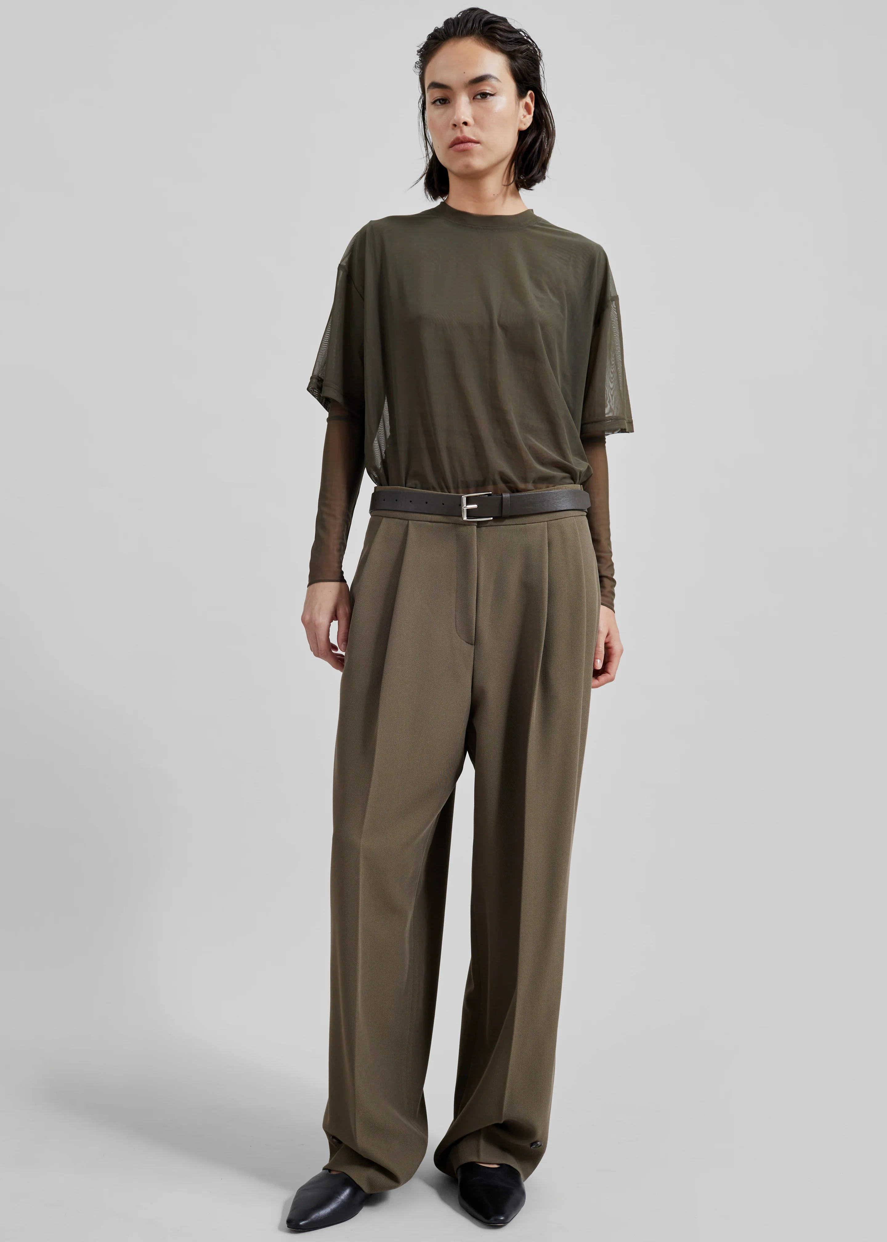Dina Pleated Trousers - Khaki - Image 8
