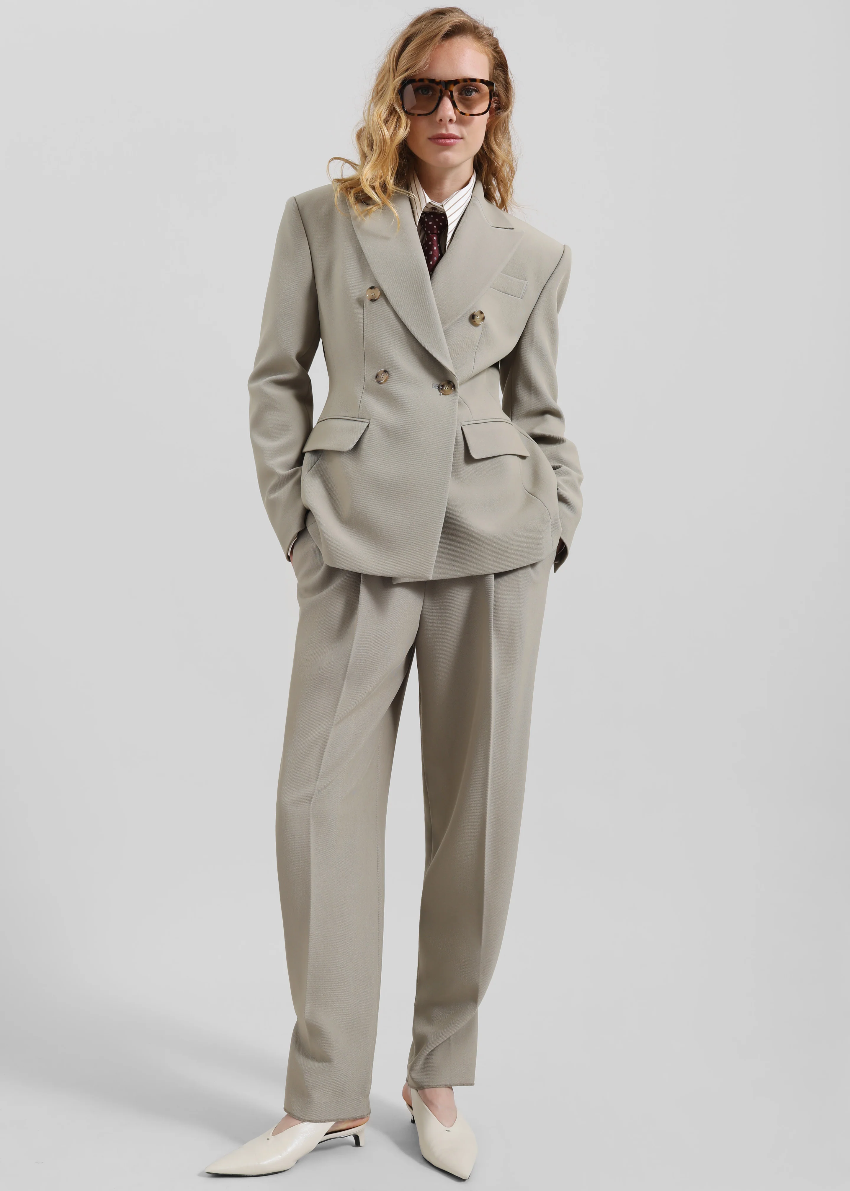 Dina Pleated Trousers - Light Taupe - Image 2