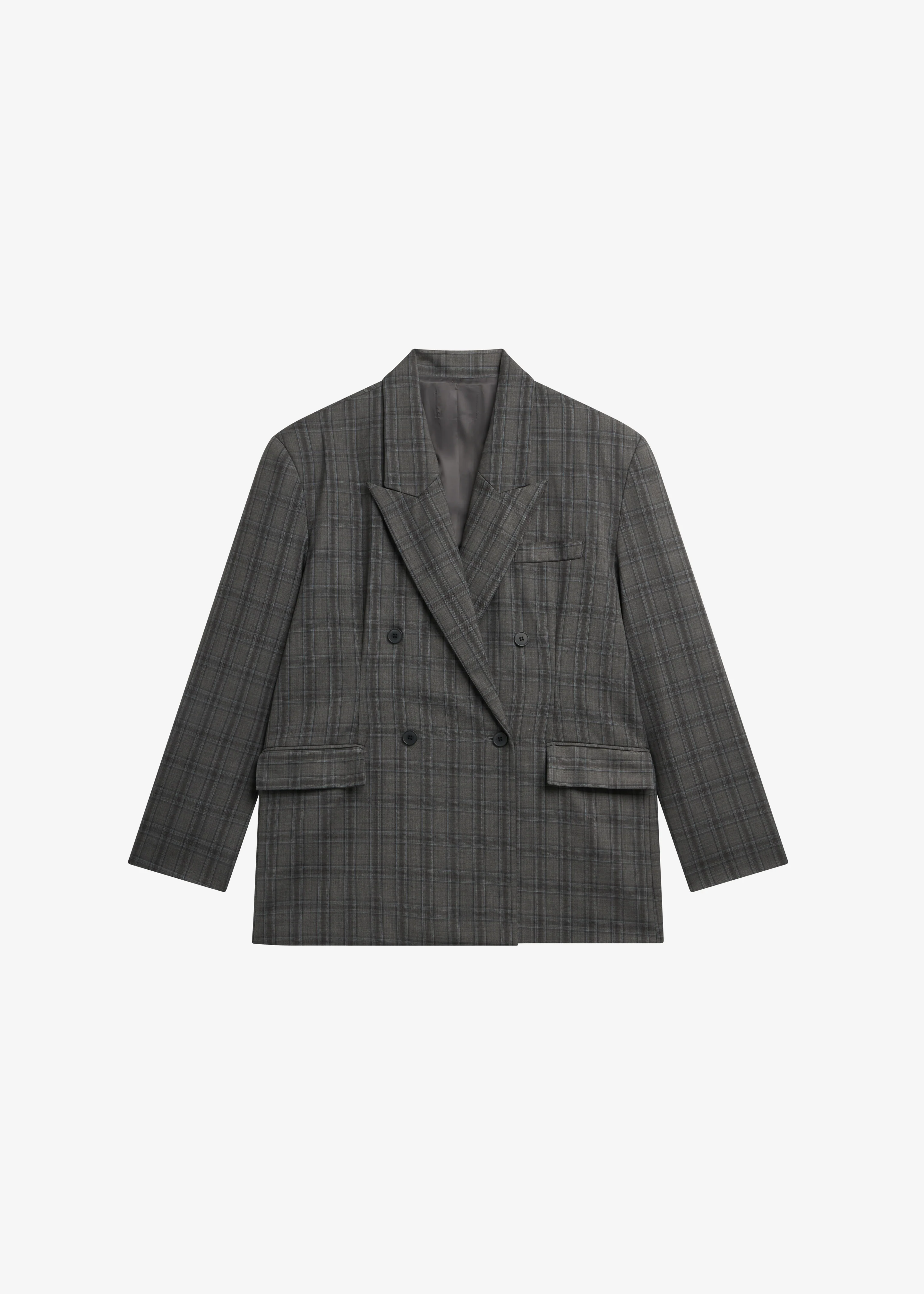 Dinant Padded Double-Breasted Blazer - Grey Plaid - Image 10