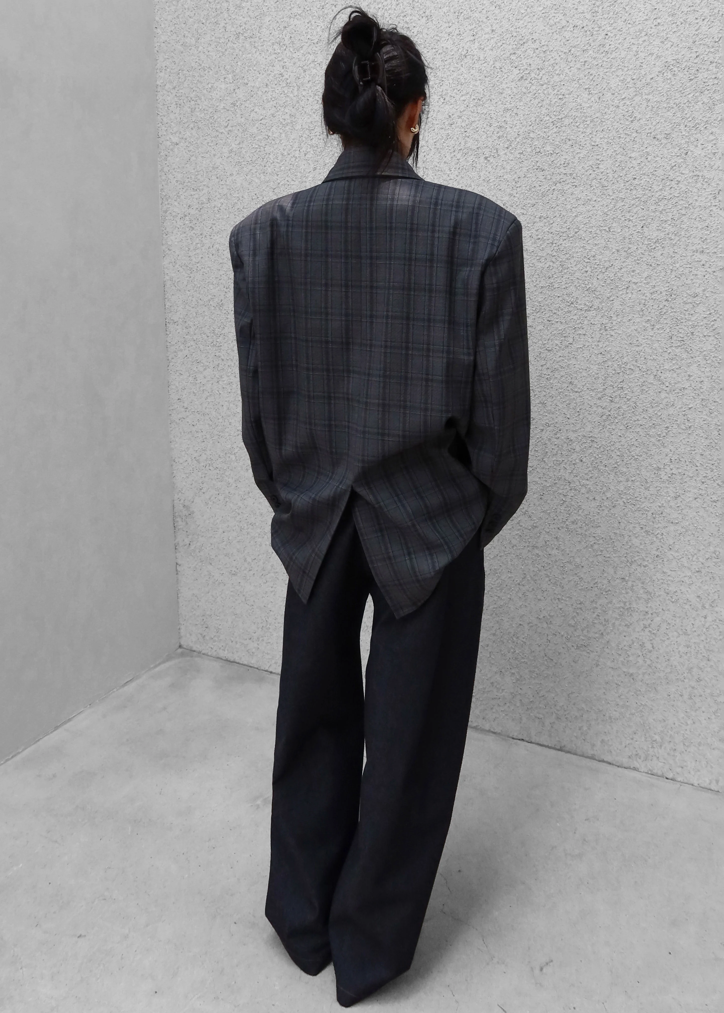 Dinant Padded Double-Breasted Blazer - Grey Plaid - Image 9