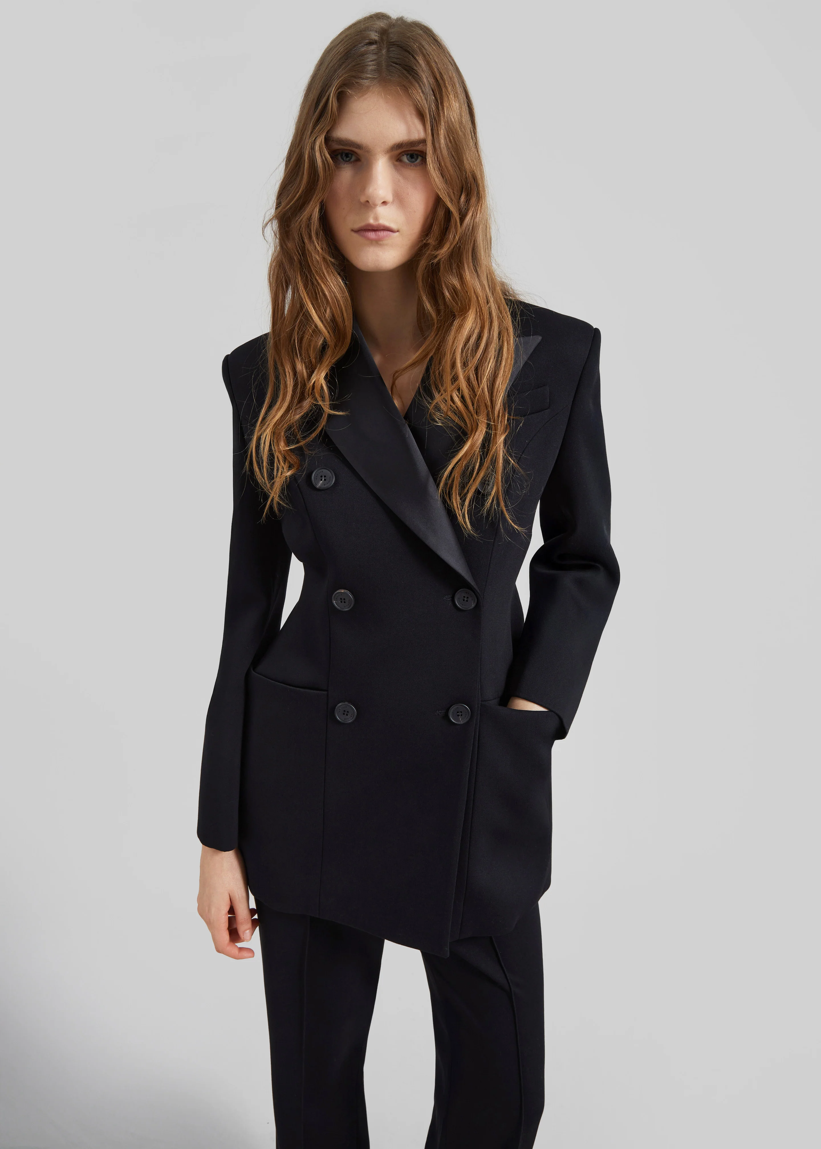 Dorotea Hourglass Smoking Blazer - Black - Image 5