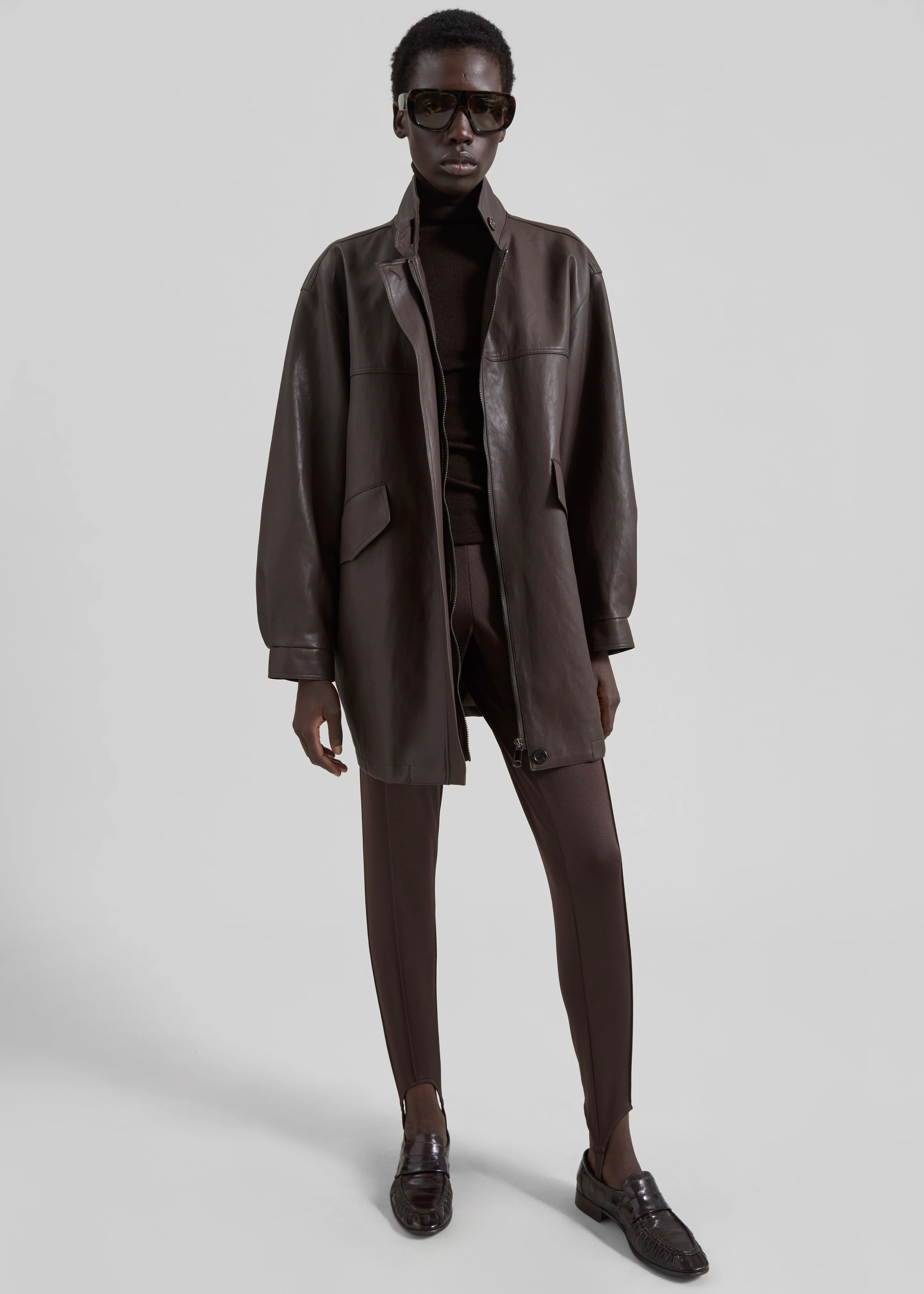 Douvrin Faux Leather Jacket - Brown - Image 4