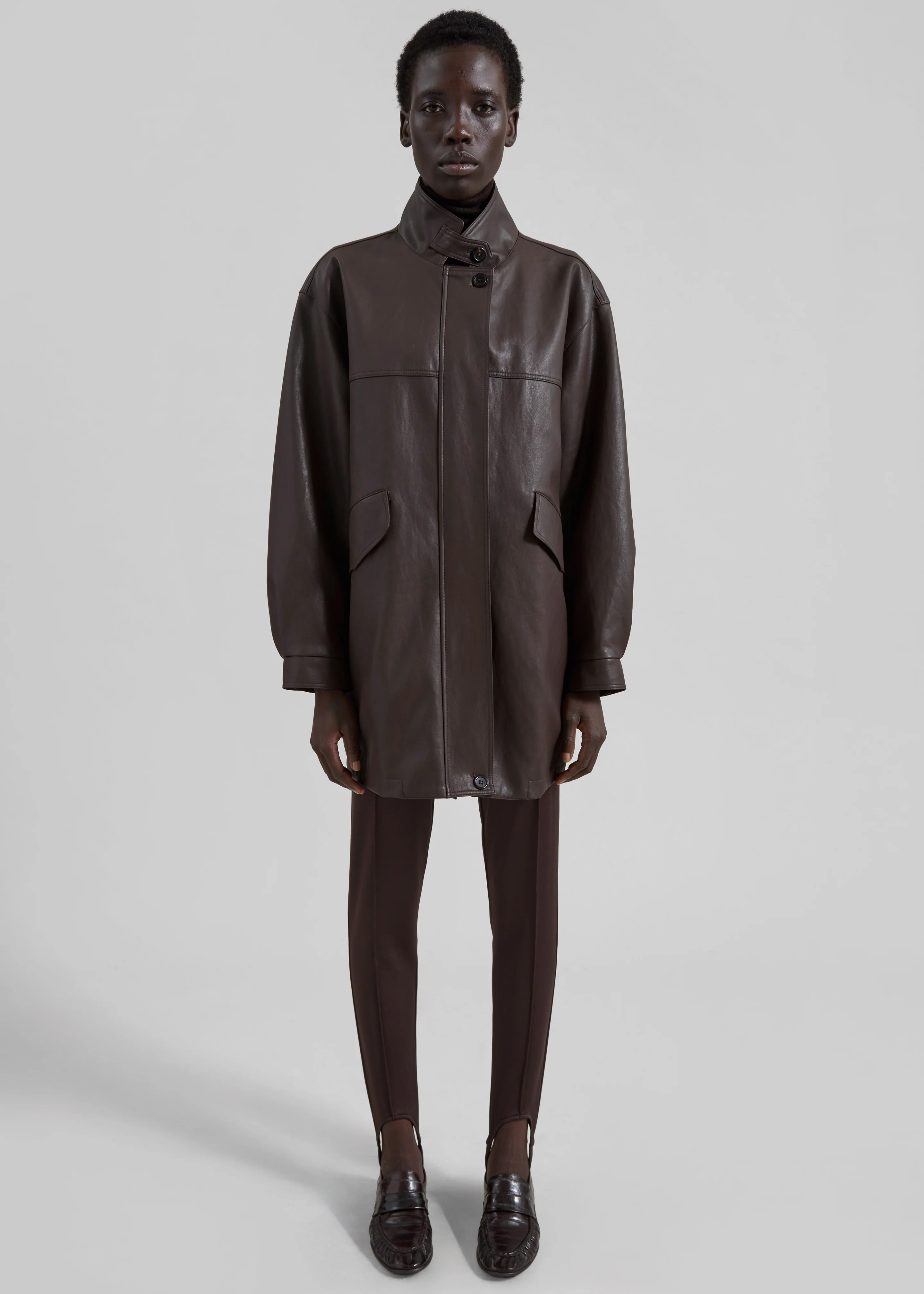 Douvrin Faux Leather Jacket - Brown - Image 6