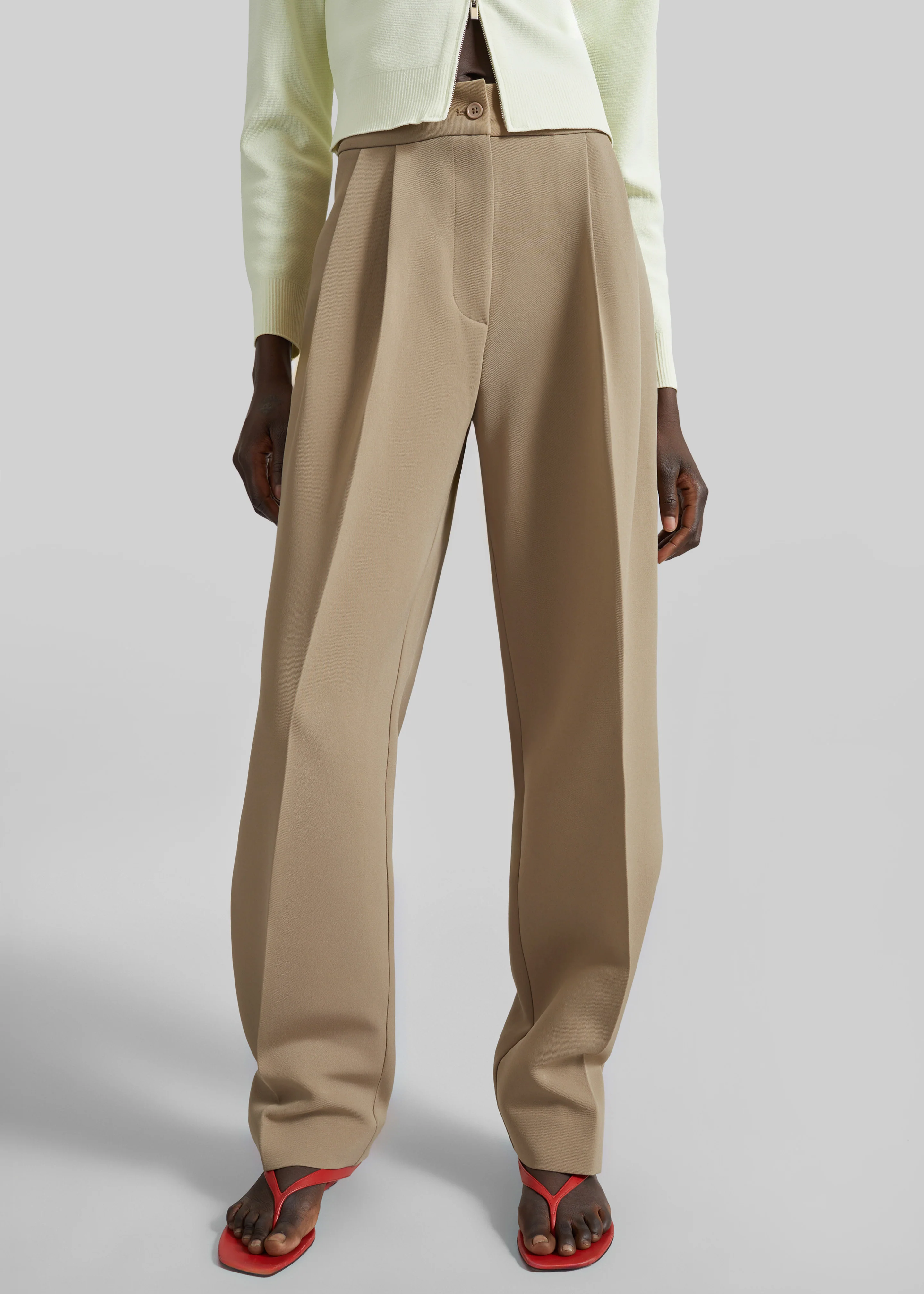 Doyer Pleated Trousers - Beige - Image 2
