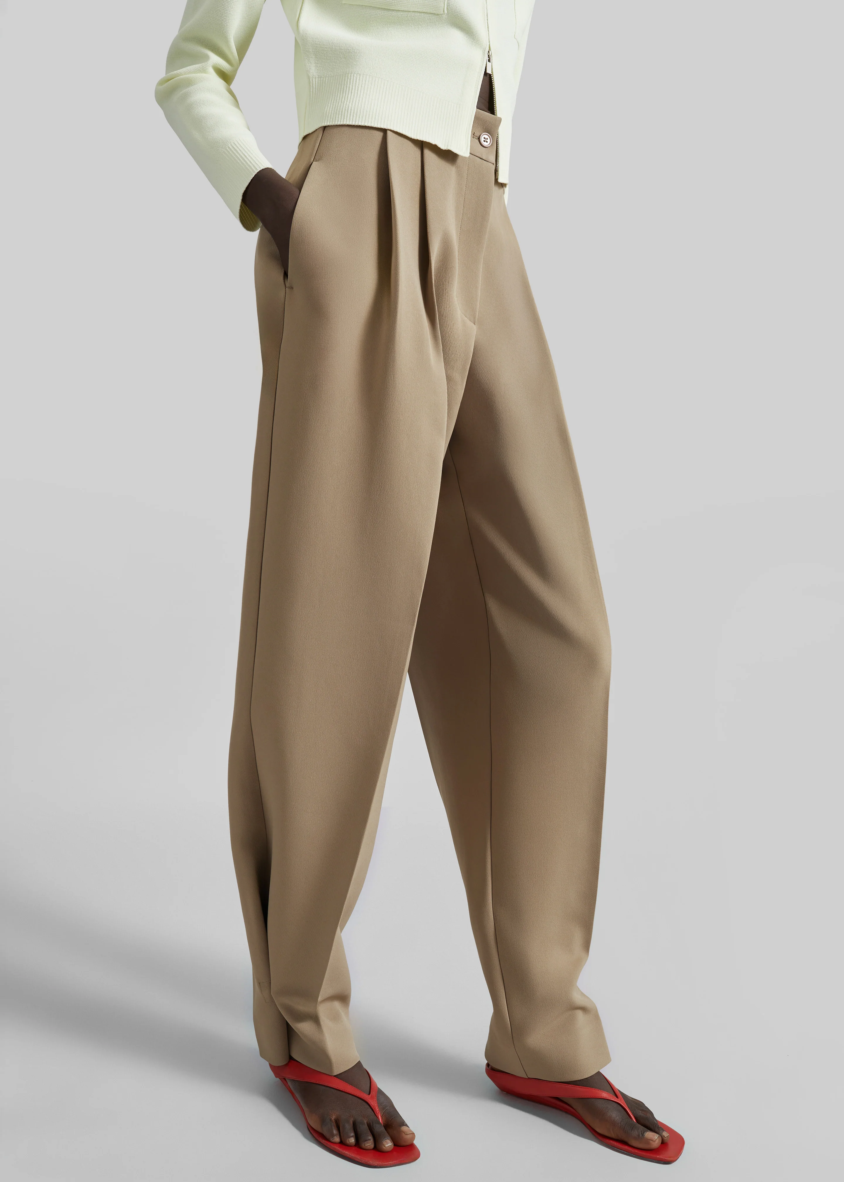 Doyer Pleated Trousers - Beige - Image 9