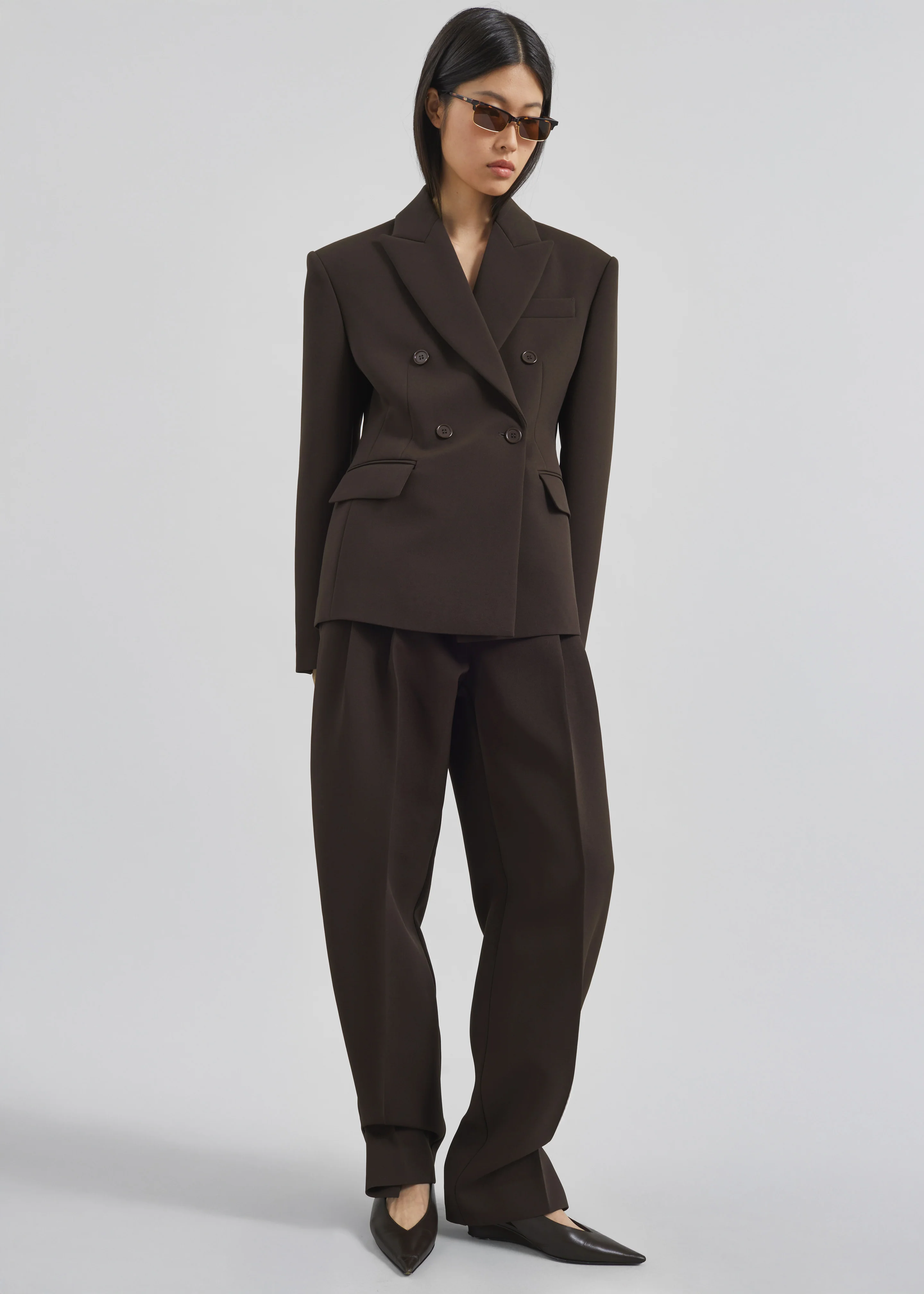 Doyer Pleated Trousers - Brown - Image 4