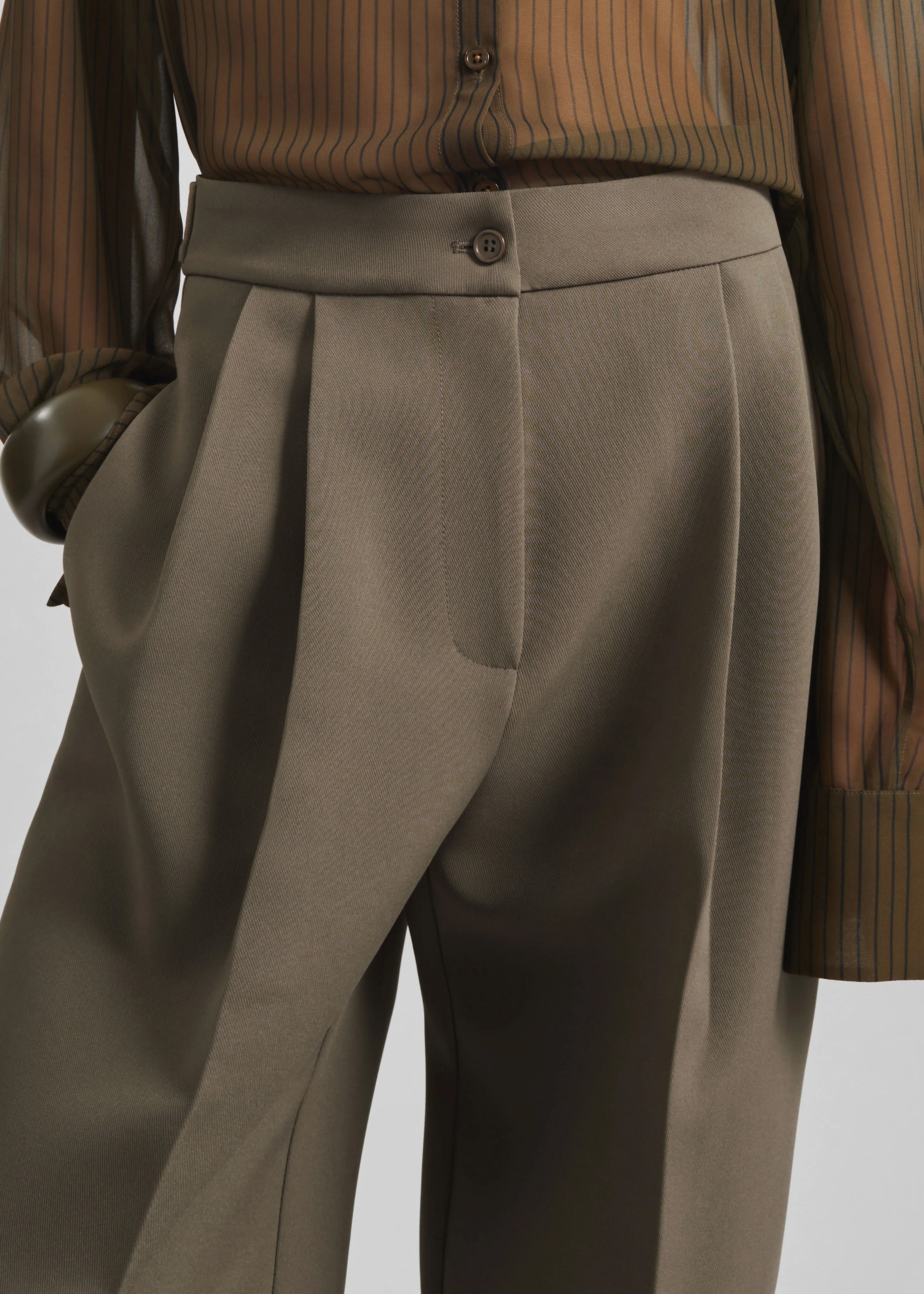 Doyer Pleated Trousers - Moss Green - Image 4