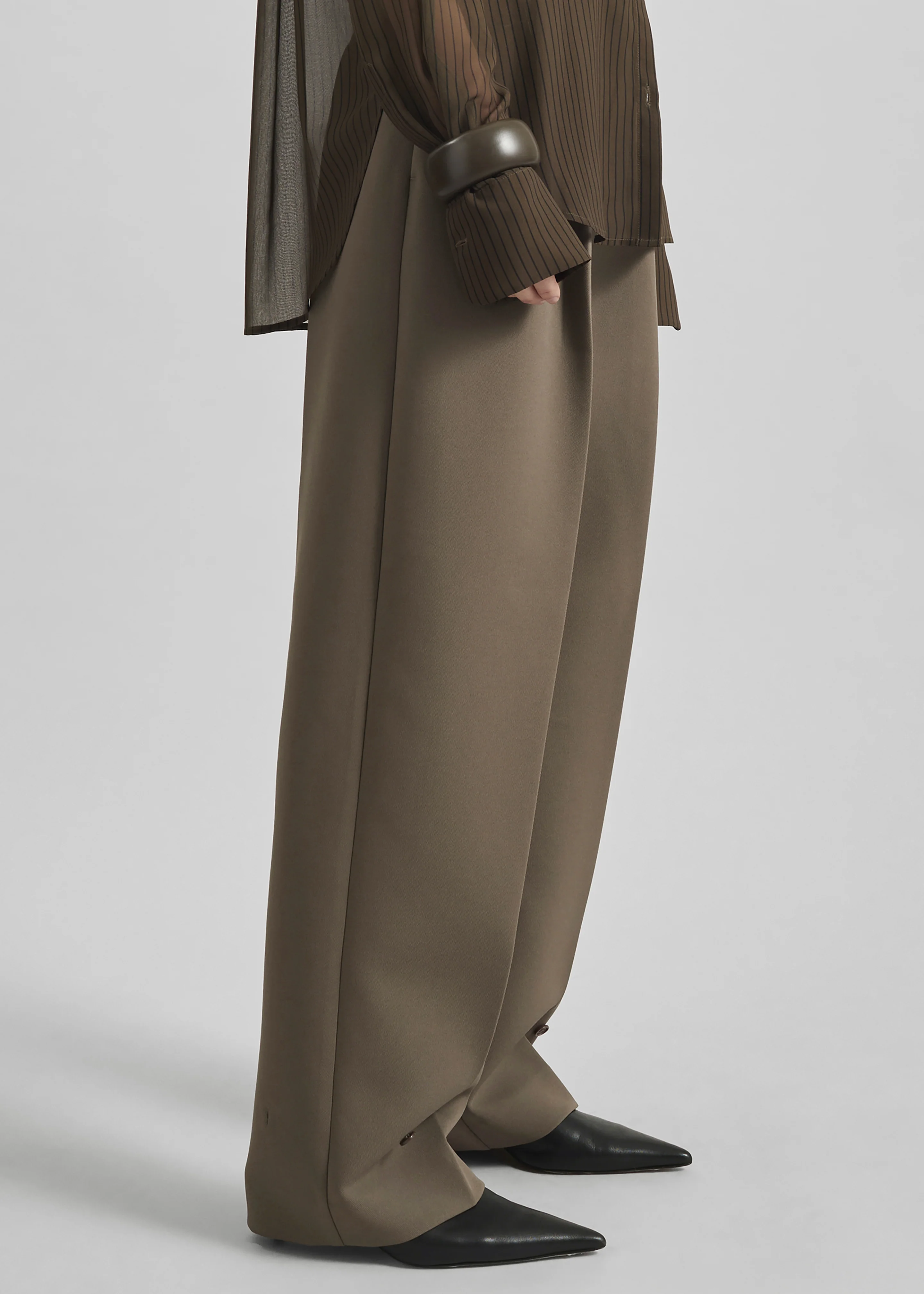 Doyer Pleated Trousers - Moss Green - Image 7