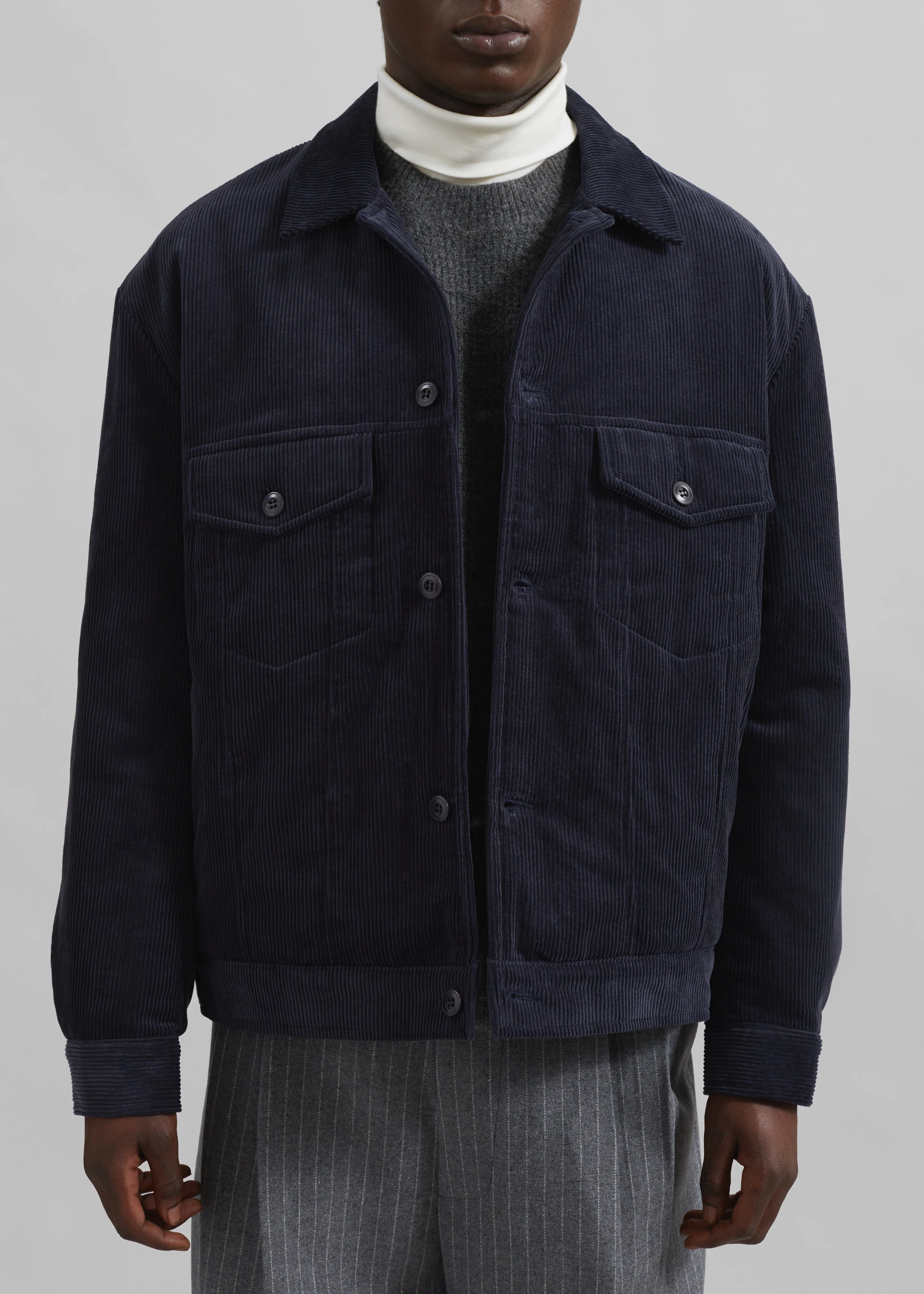 Dresden Quilted Corduroy Jacket - Navy - Image 2