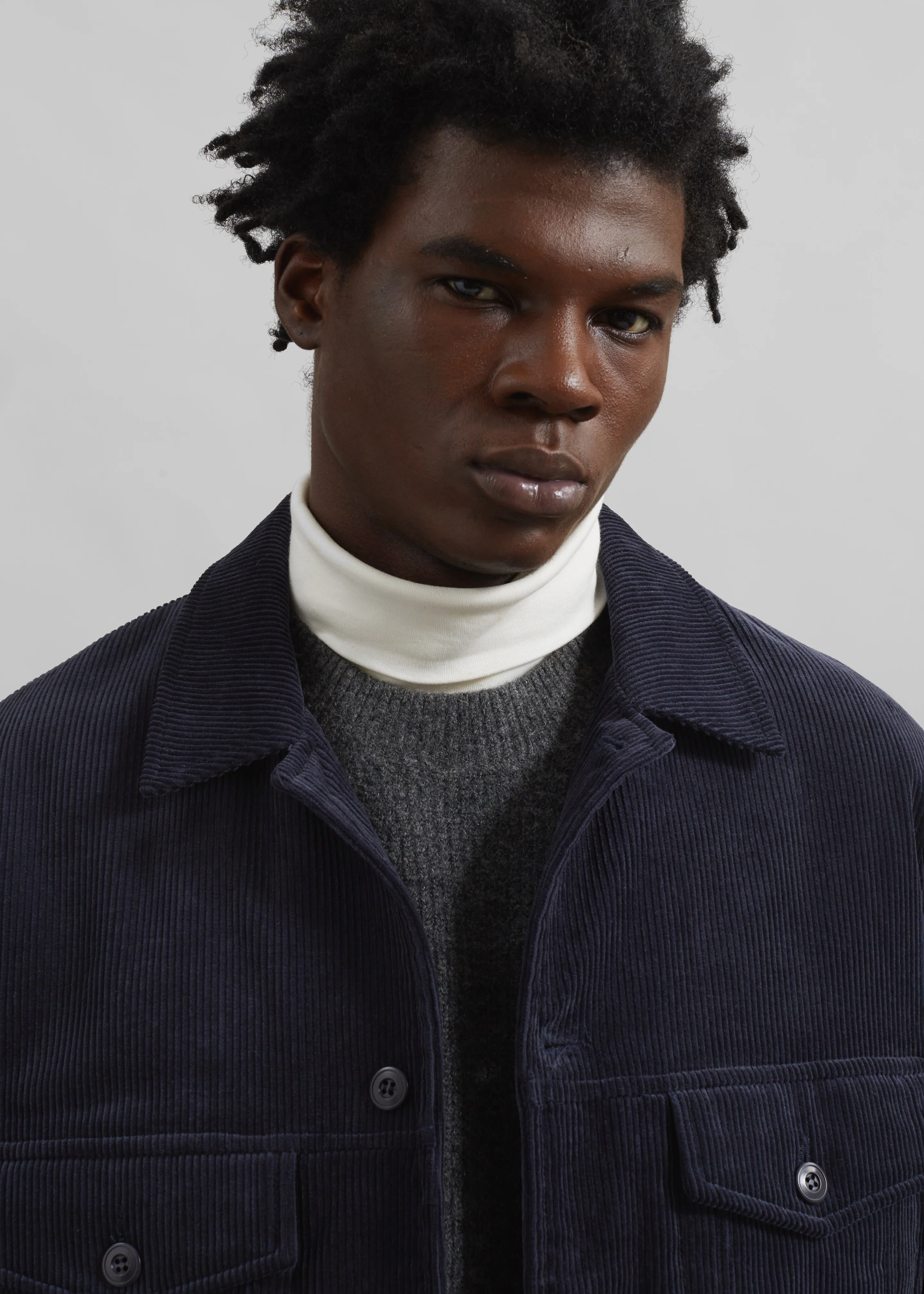 Dresden Quilted Corduroy Jacket - Navy - Image 5