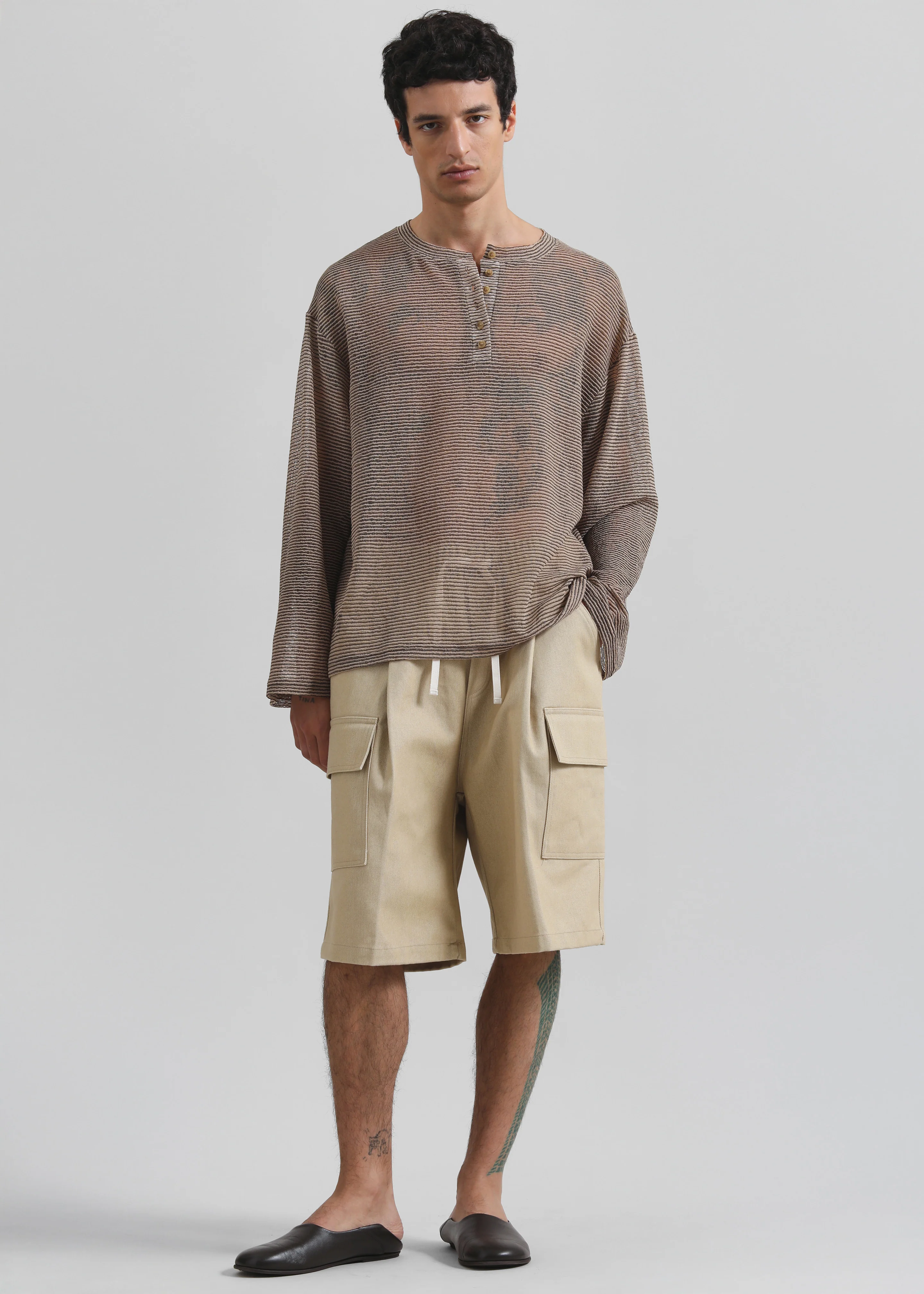 Dunwich Denim Bermuda Shorts - Beige - Image 3