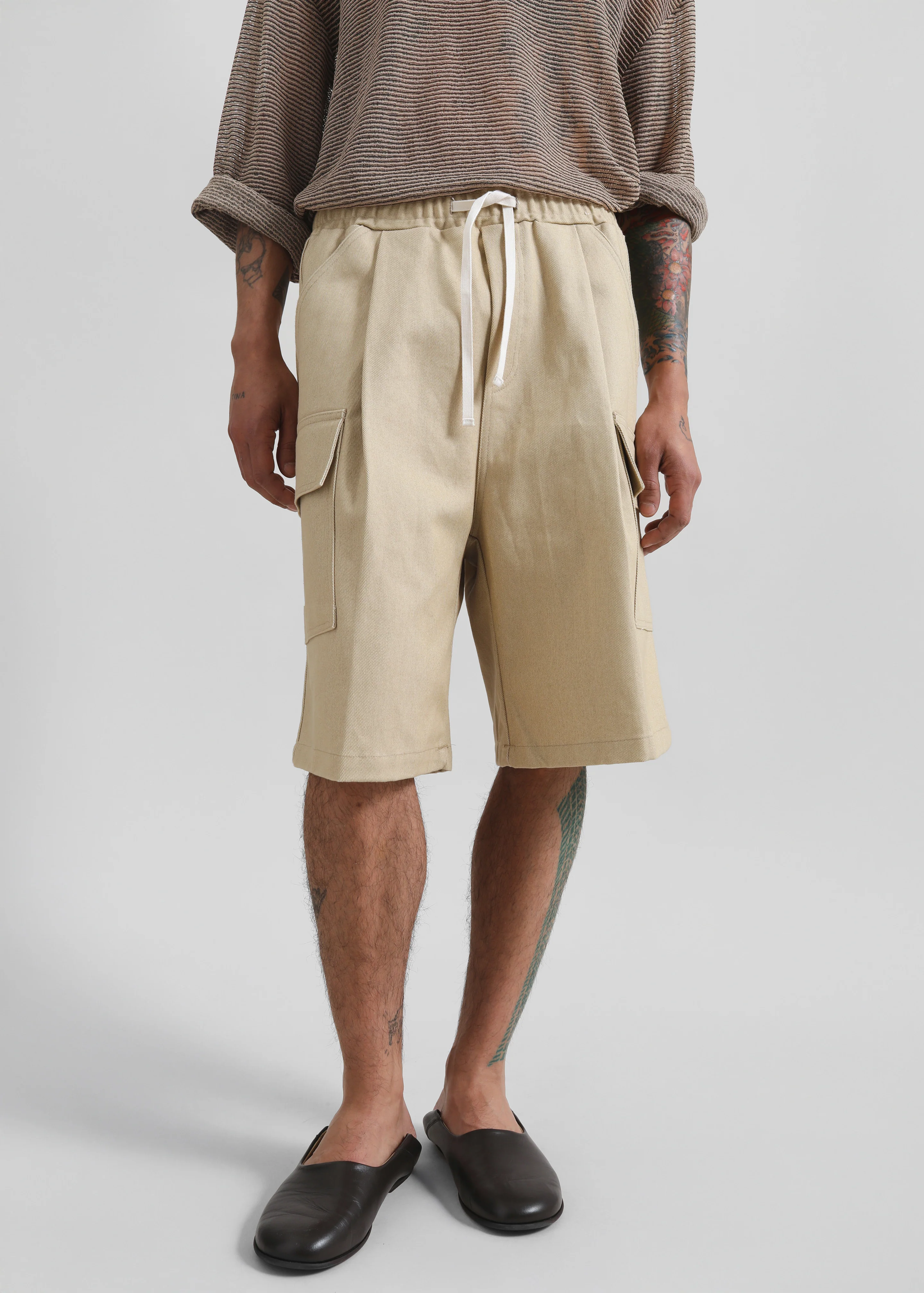 Dunwich Denim Bermuda Shorts - Beige - Image 4