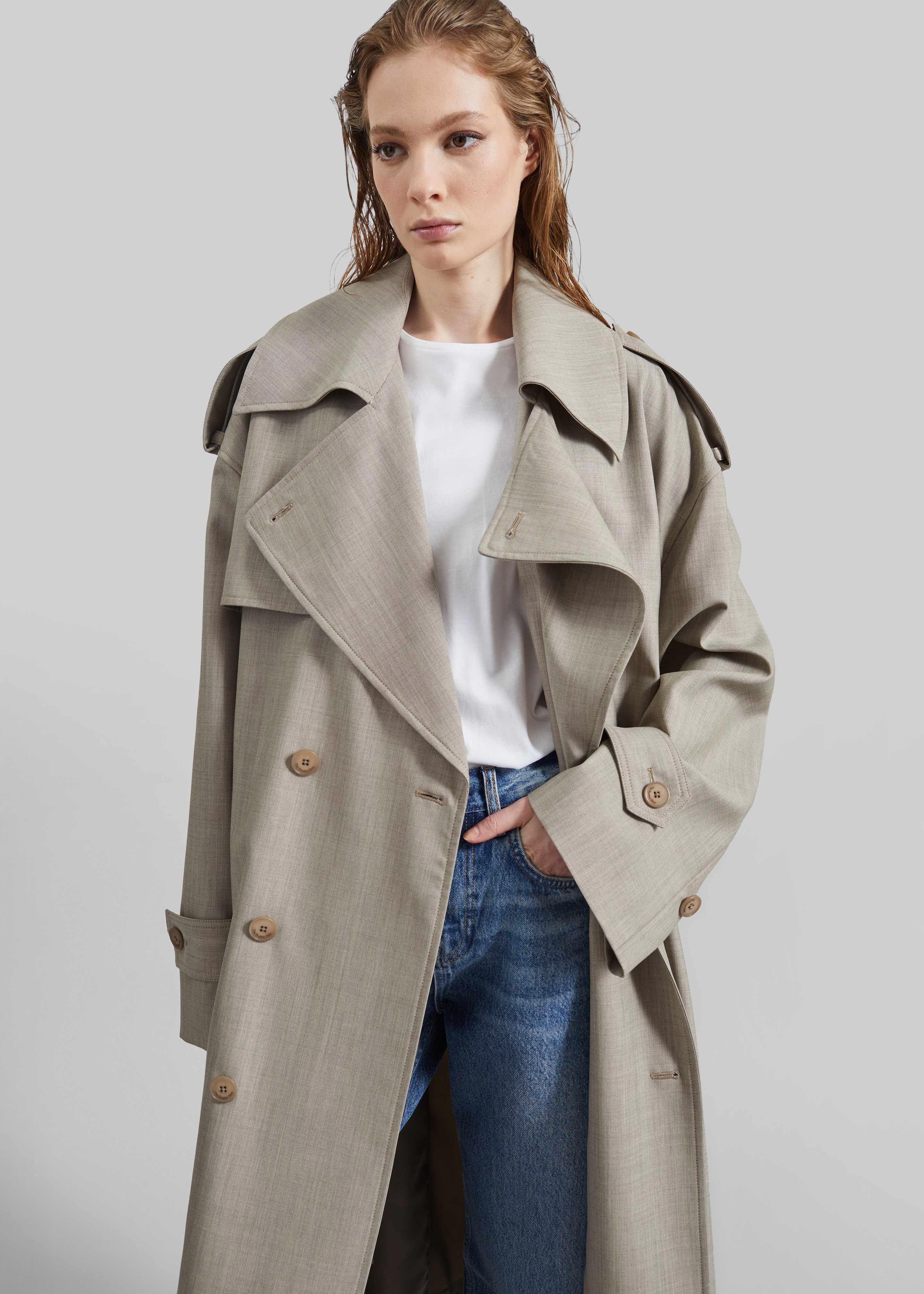 Dursley Oversized Trench Coat - Beige Melange - Image 4
