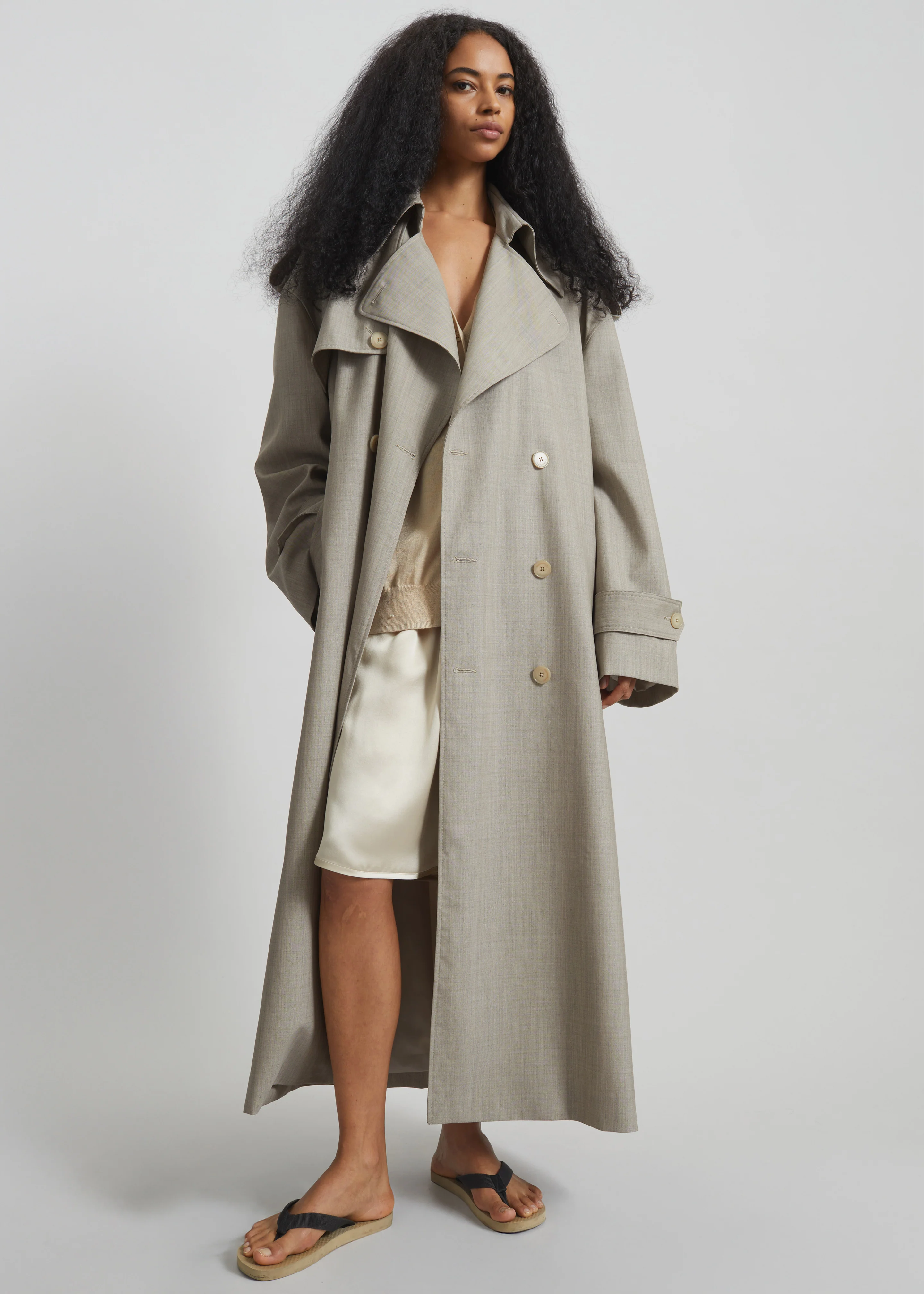 Dursley Oversized Trench Coat - Beige Melange - Image 5