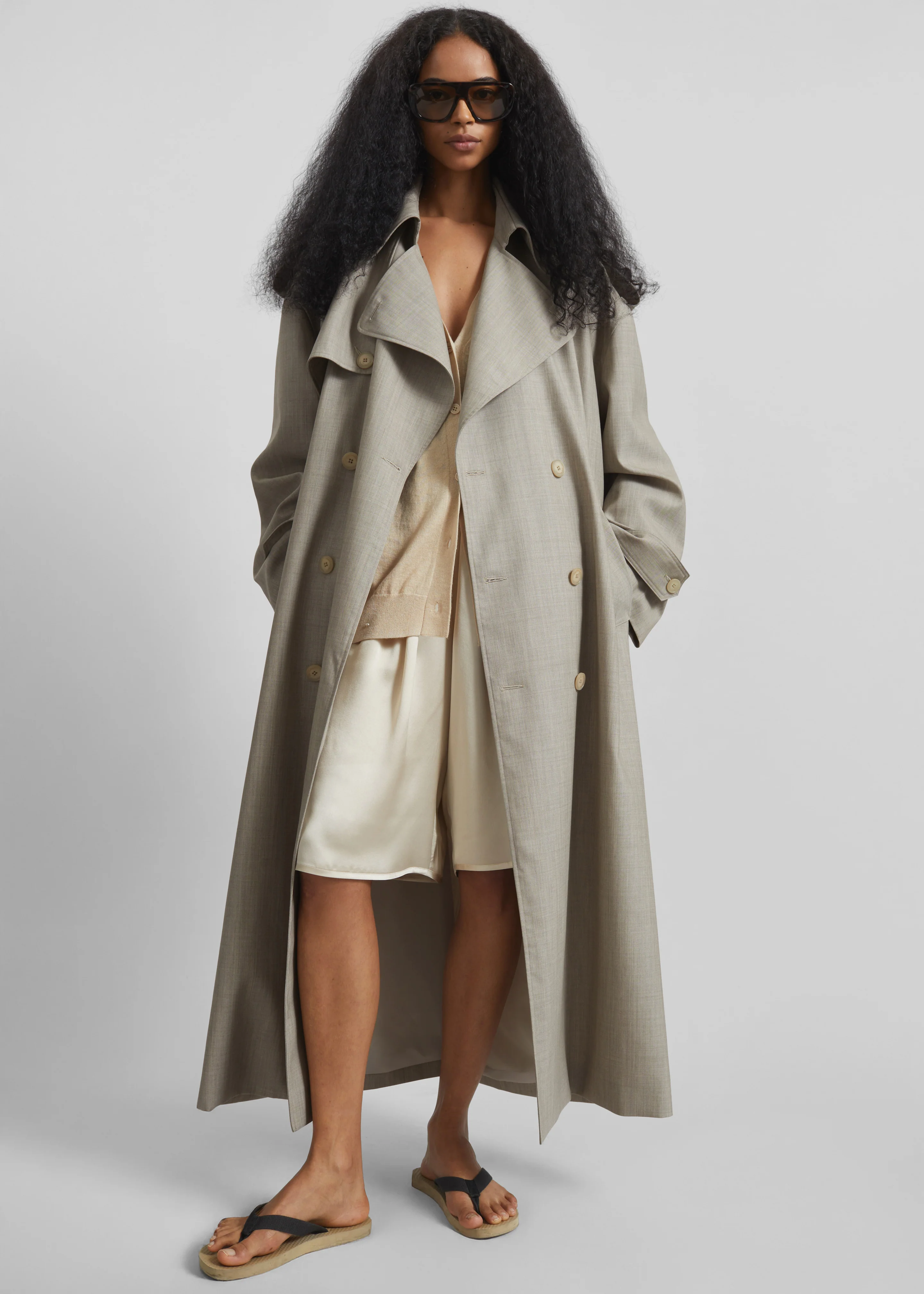 Dursley Oversized Trench Coat - Beige Melange - Image 7