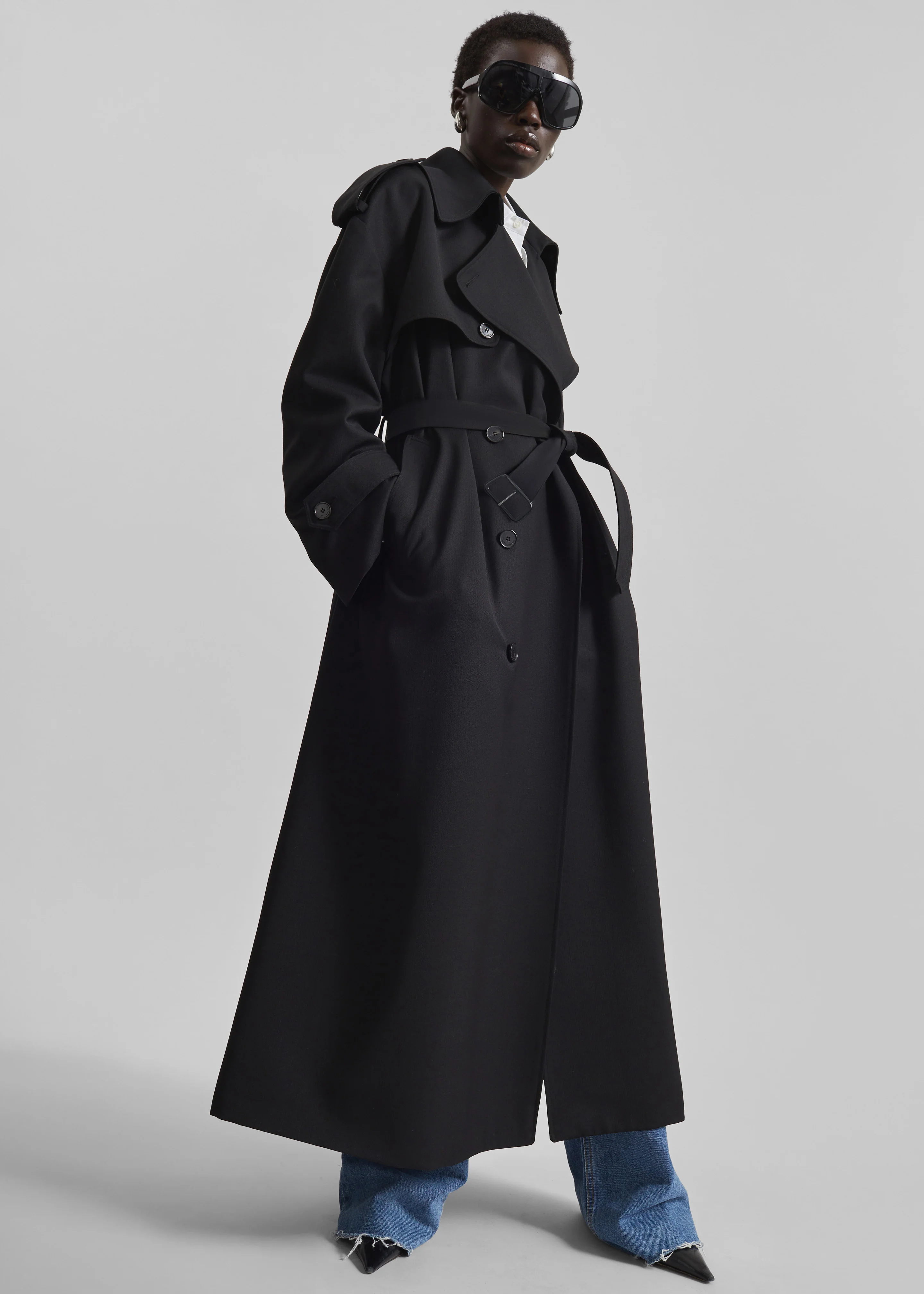 Dursley Tailored Trench Coat - Black - Image 2