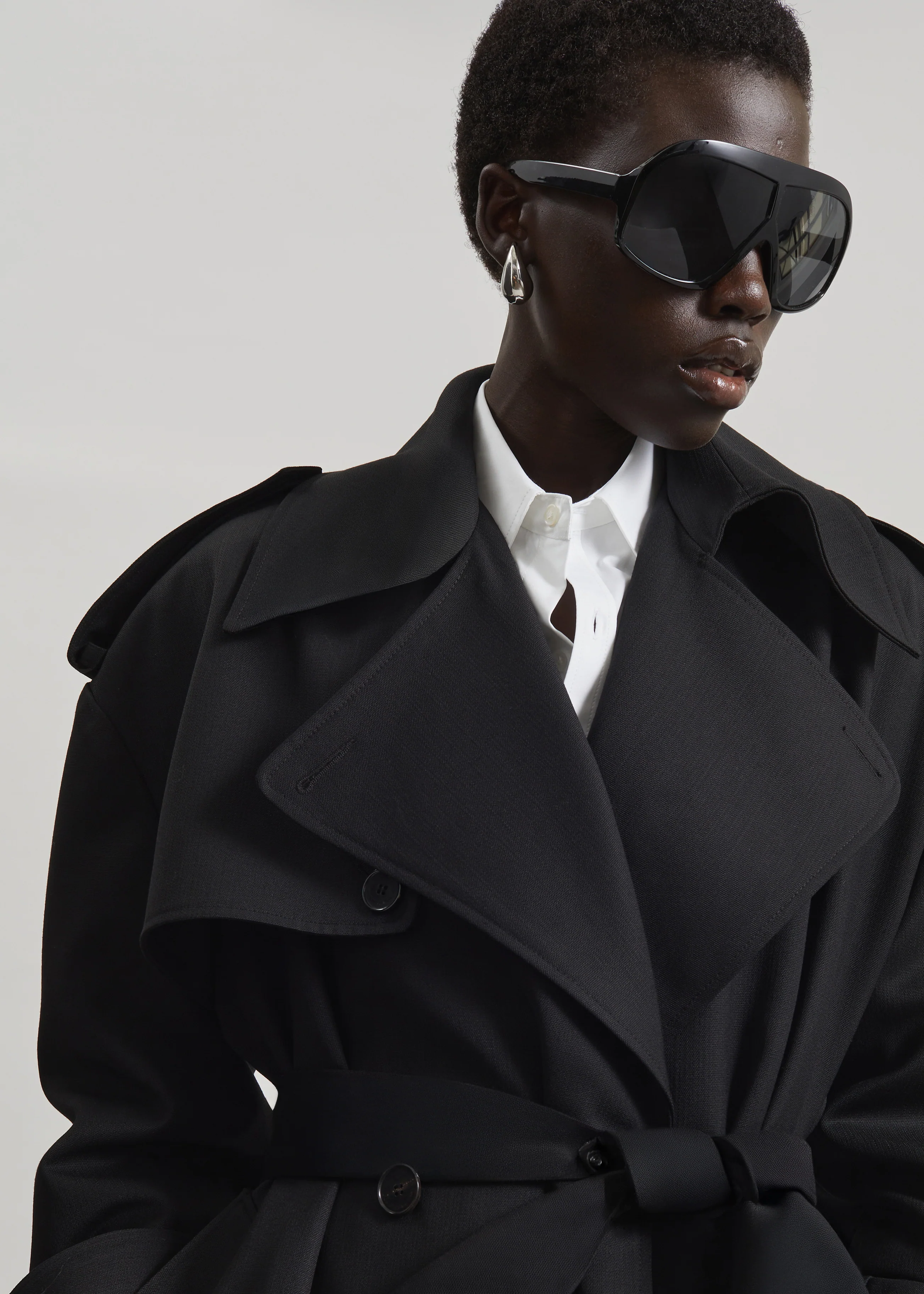 Dursley Tailored Trench Coat - Black - Image 3