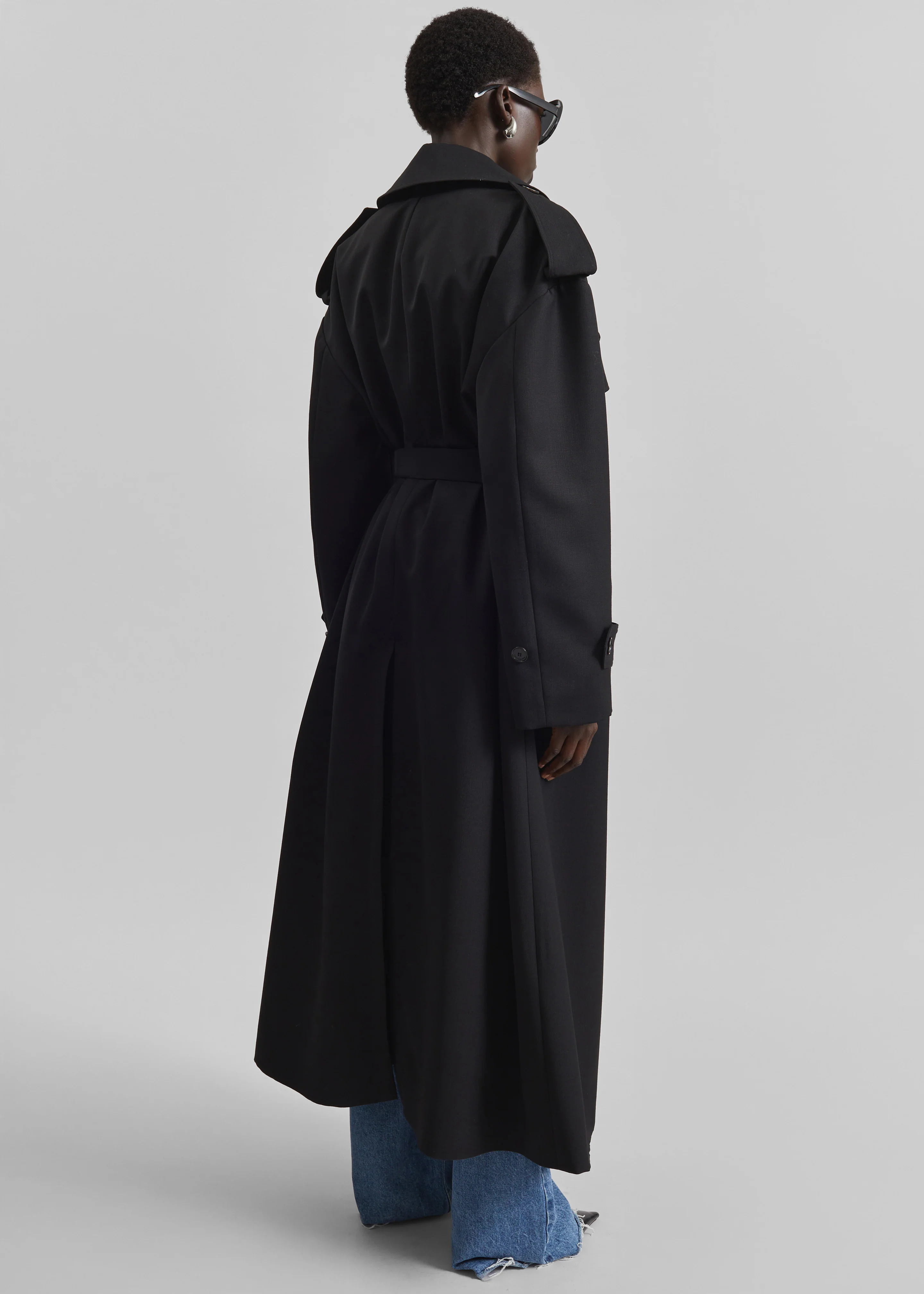 Dursley Tailored Trench Coat - Black - Image 6
