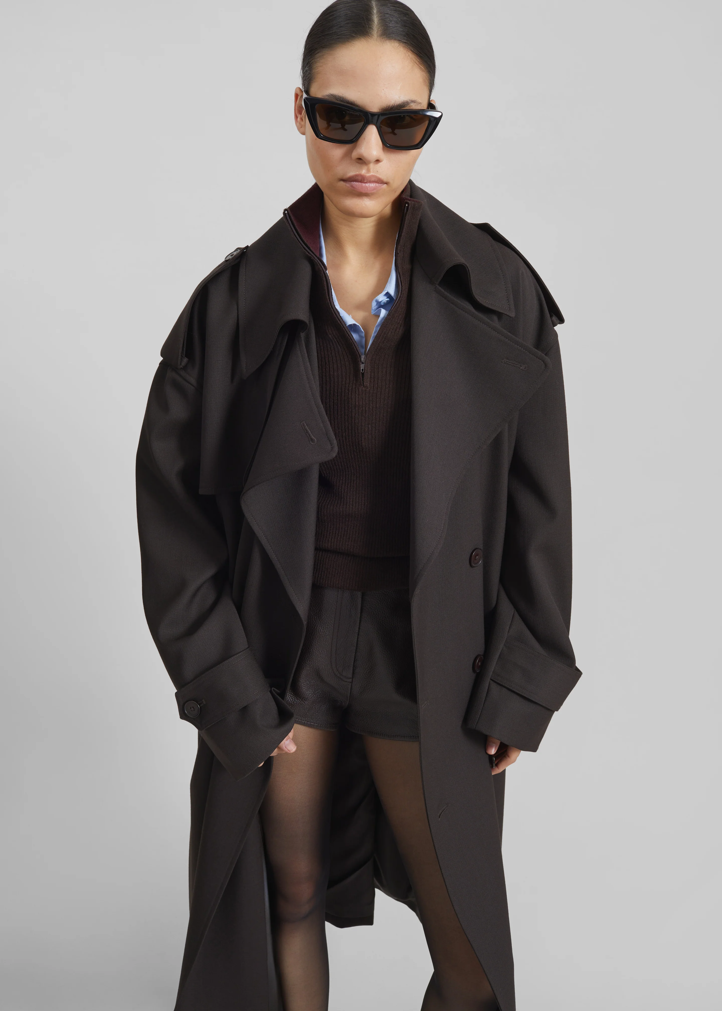 Dursley Tailored Trench Coat - Brown - Image 7