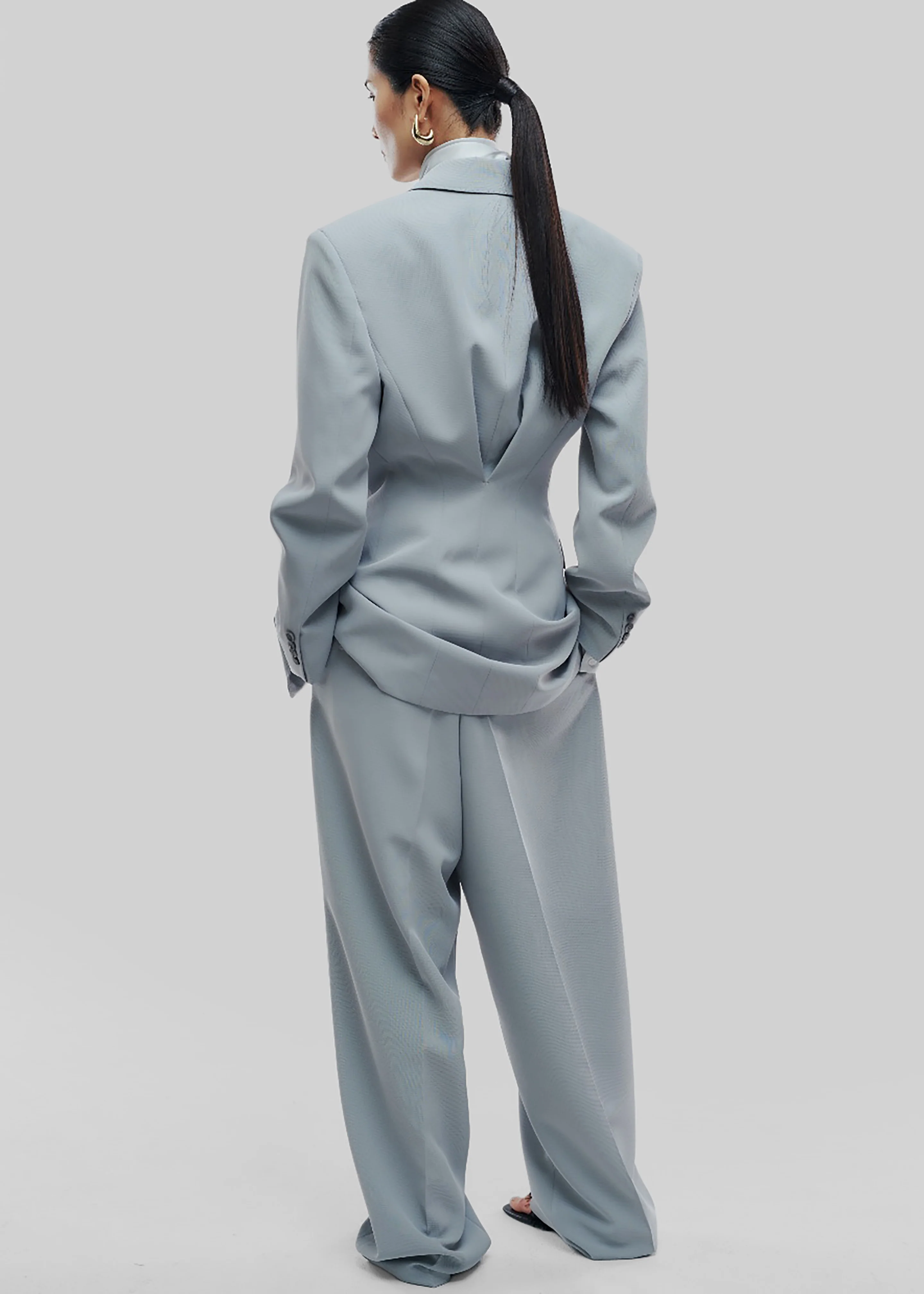 Duved Cinched Blazer - Slate Grey - Image 2