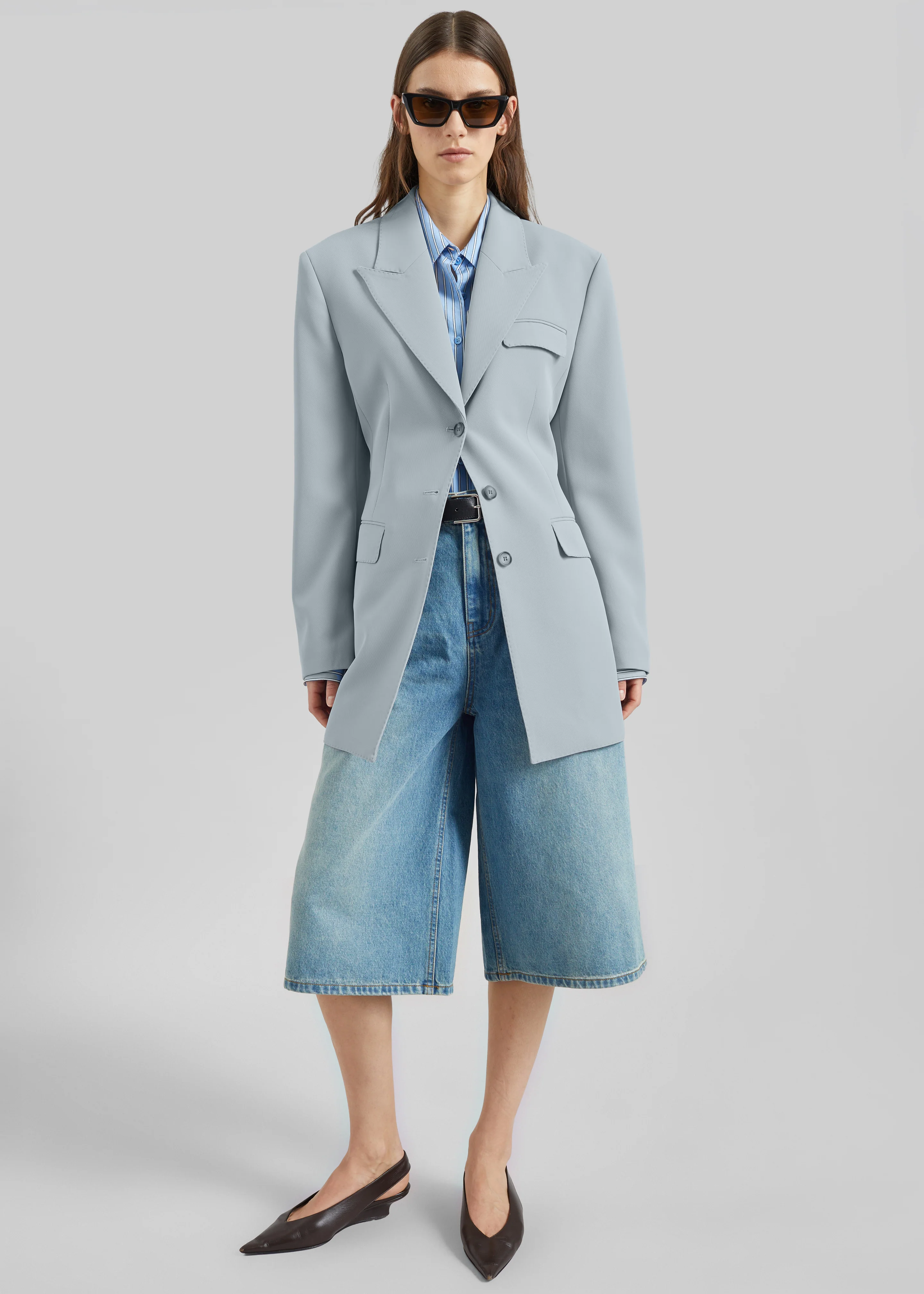 Duved Cinched Blazer - Slate Grey - Image 3
