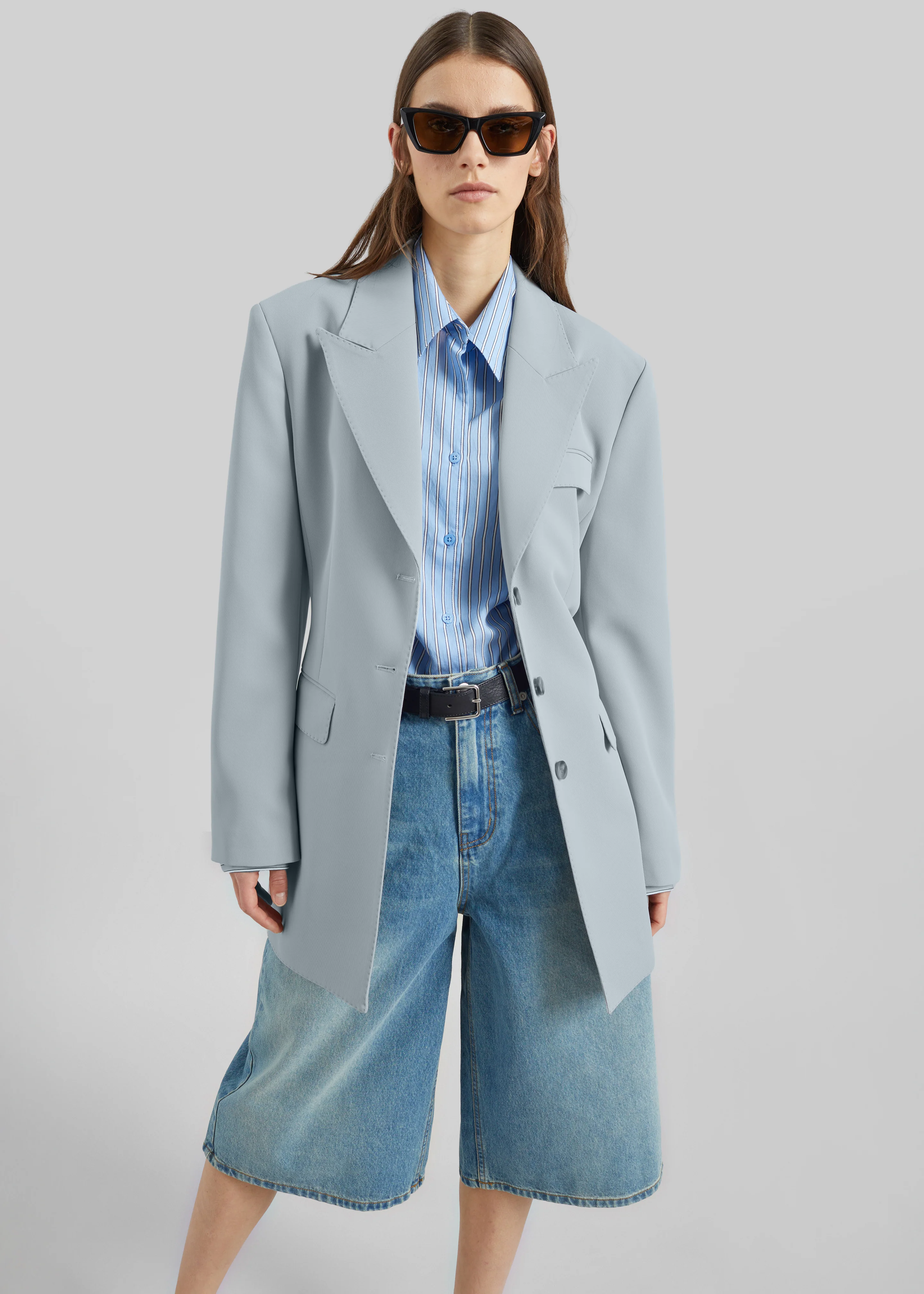 Duved Cinched Blazer - Slate Grey - Image 6