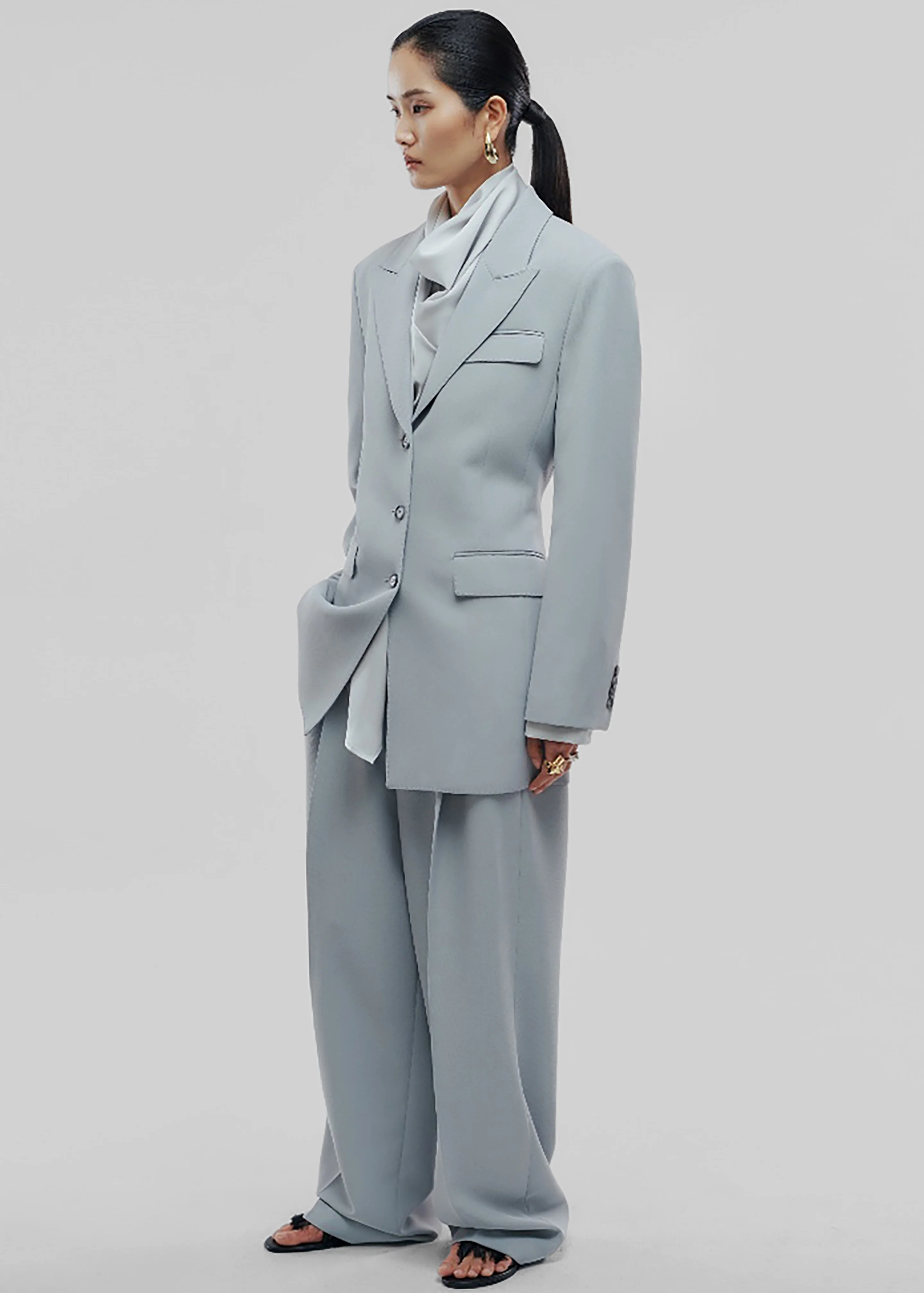 Duved Cinched Blazer - Slate Grey - Image 7