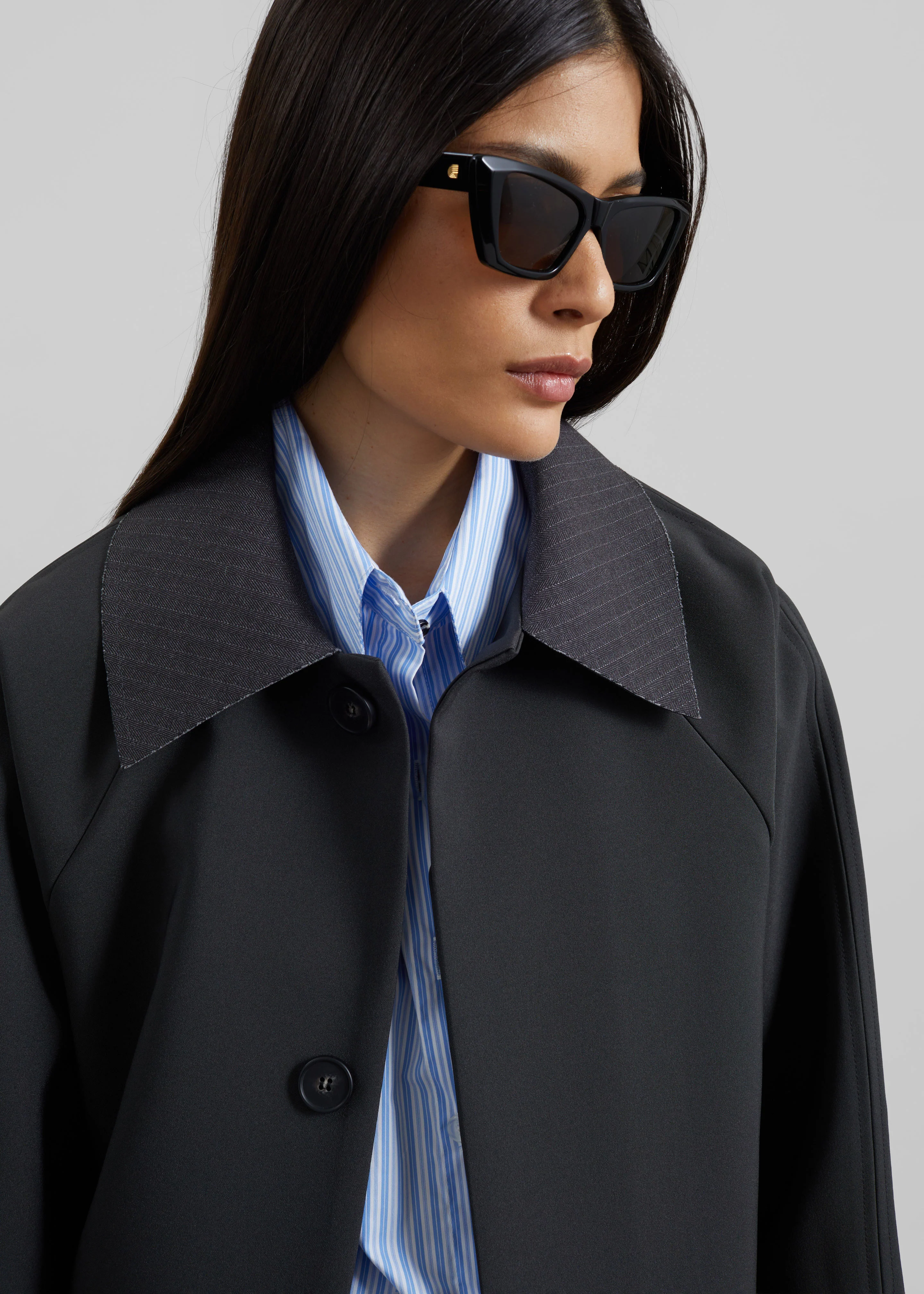 Ebbe Contrast Collar Boxy Jacket - Charcoal - Image 2