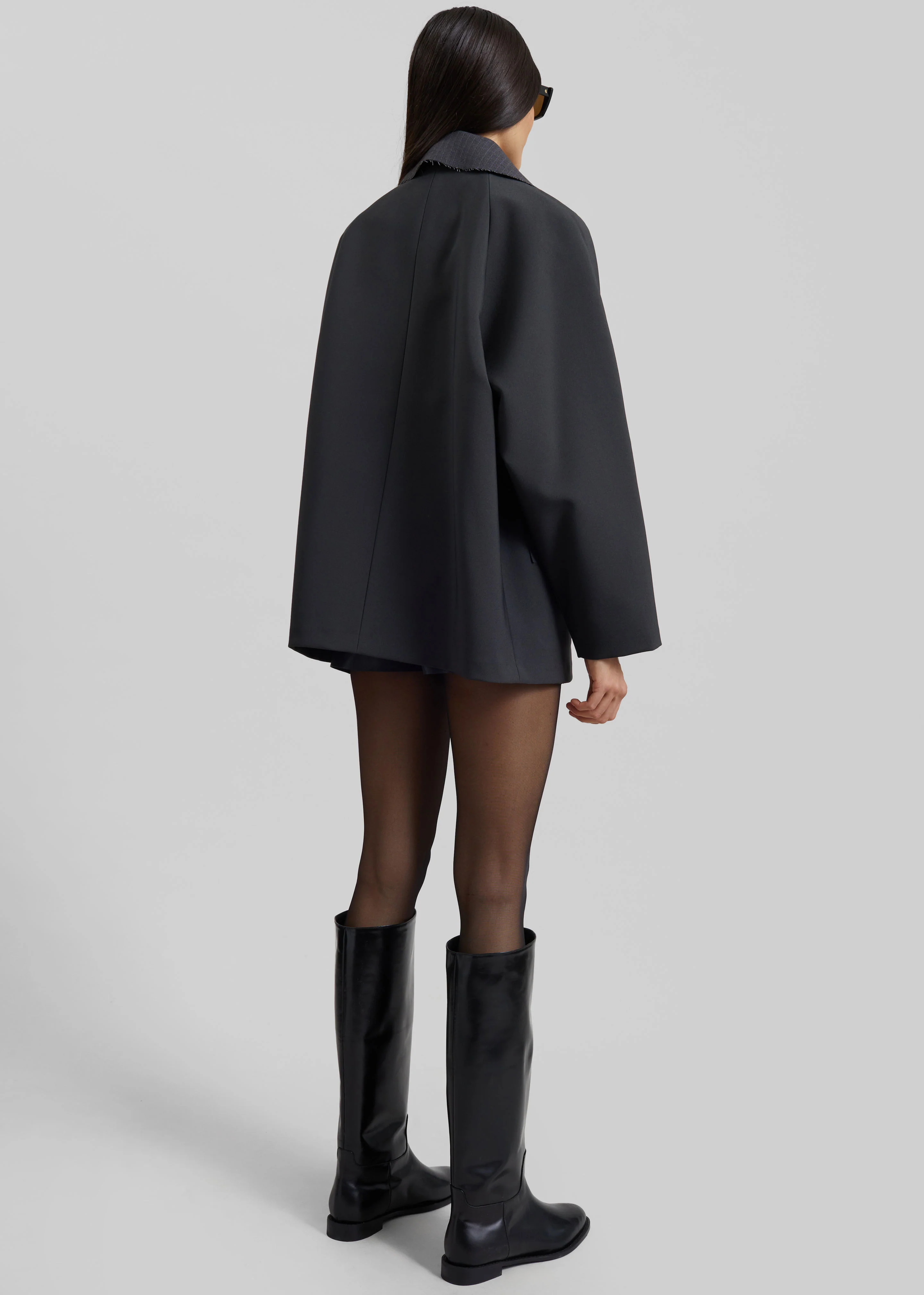 Ebbe Contrast Collar Boxy Jacket - Charcoal - Image 7
