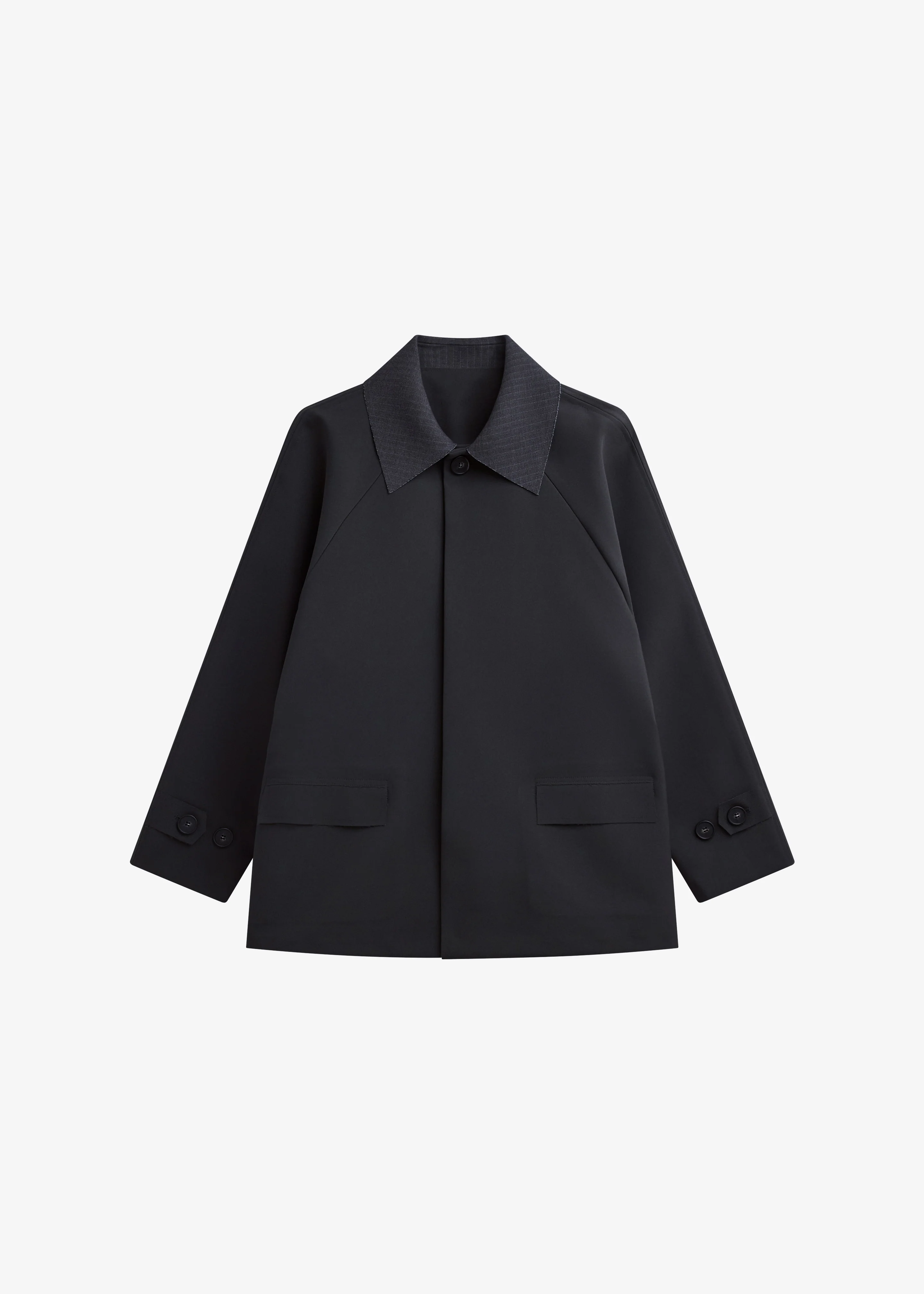 Ebbe Contrast Collar Boxy Jacket - Charcoal - Image 8