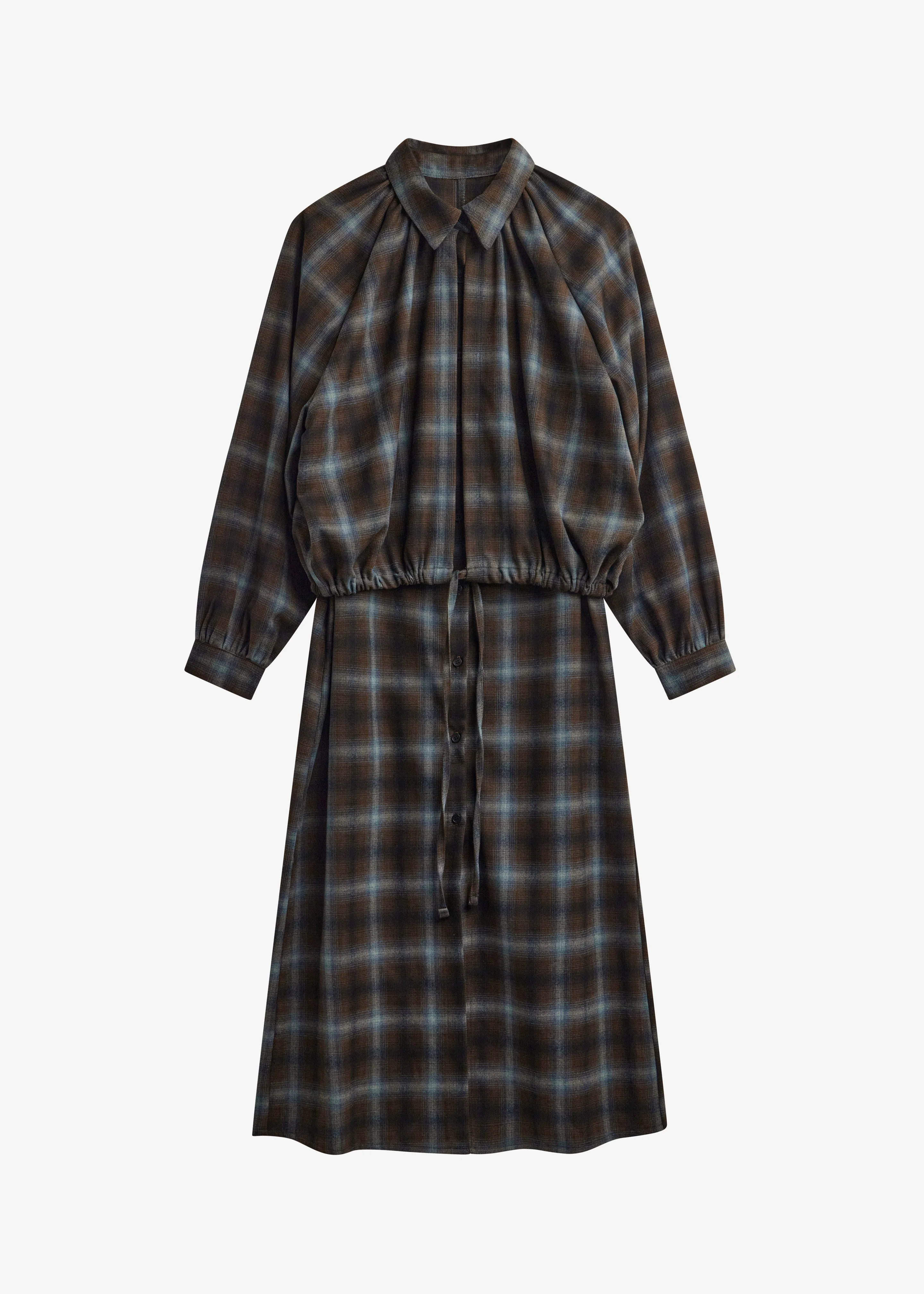 Ebell Layered Shirt Dress - Brown Plaid - Image 10