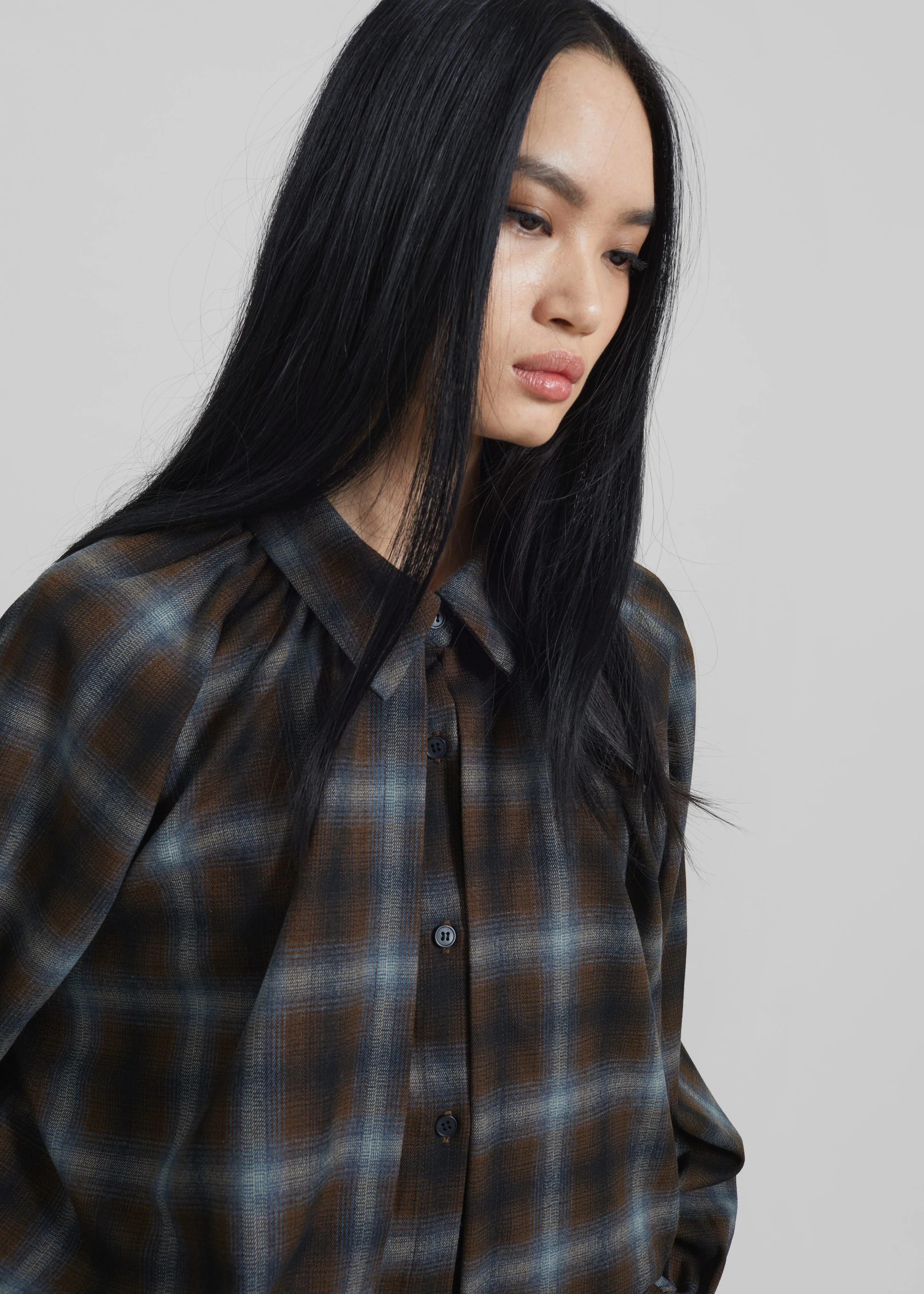 Ebell Layered Shirt Dress - Brown Plaid - Image 5